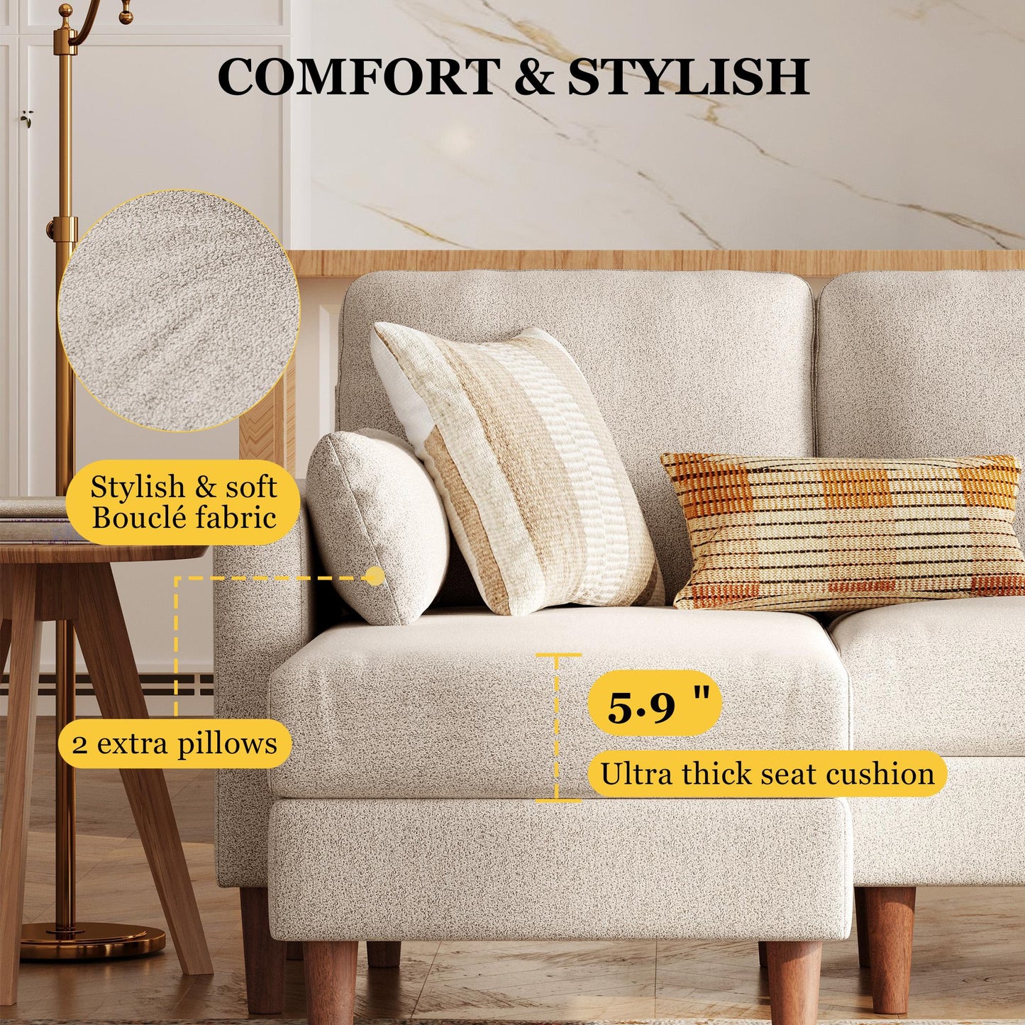 101'' U-Shaped Modular Sectional Sofa for Living Room, Oversized 4 Seats Couch with Double Chaise and 2 Pillows