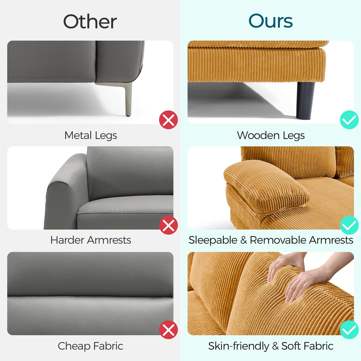 111.02" Corduroy Fabric U-Shaped Sectional Sofa, 4-Seat Sofa Set for Living Room