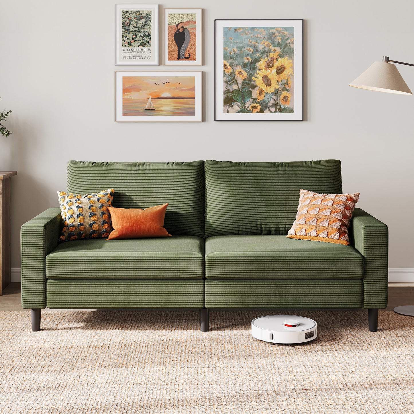 79'' Corduroy Loveseat Sofa – Adjustable Deep Seat Couch for Living Room, Bedroom, or Office