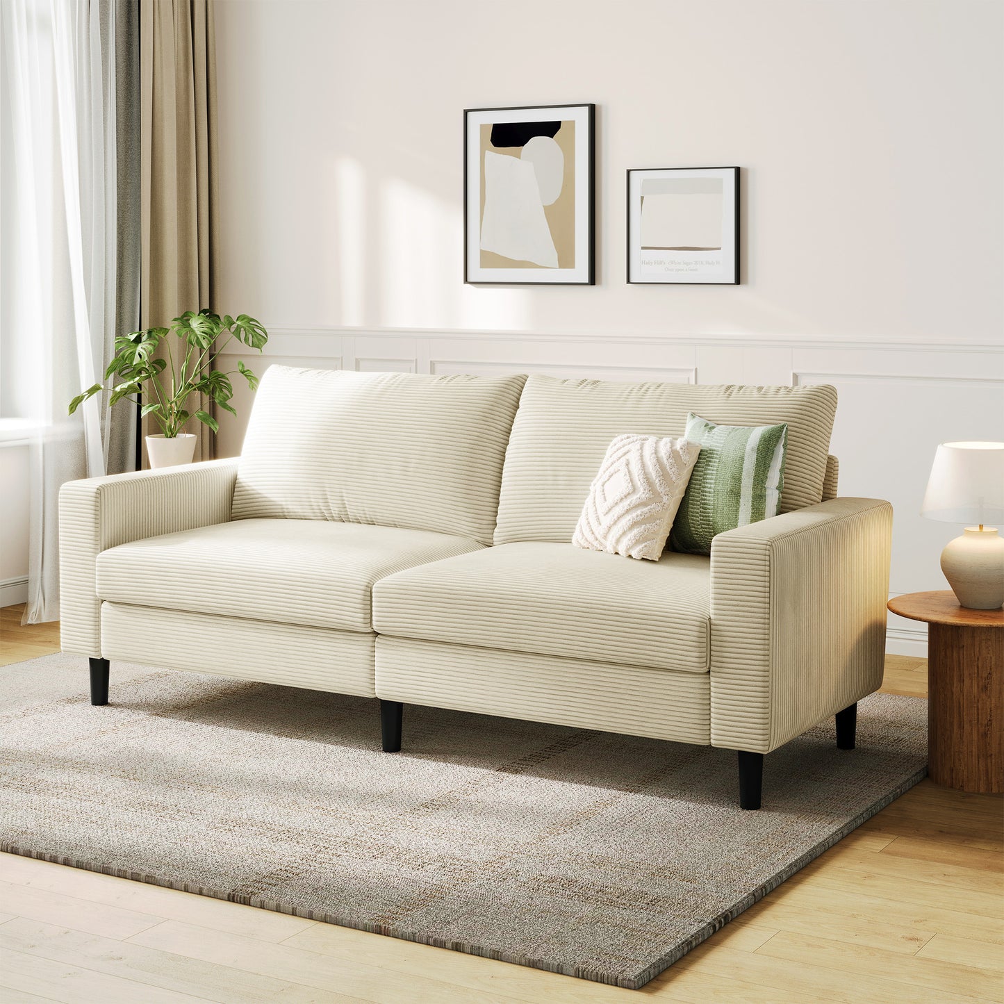 79'' Corduroy Loveseat Sofa – Adjustable Deep Seat Couch for Living Room, Bedroom, or Office