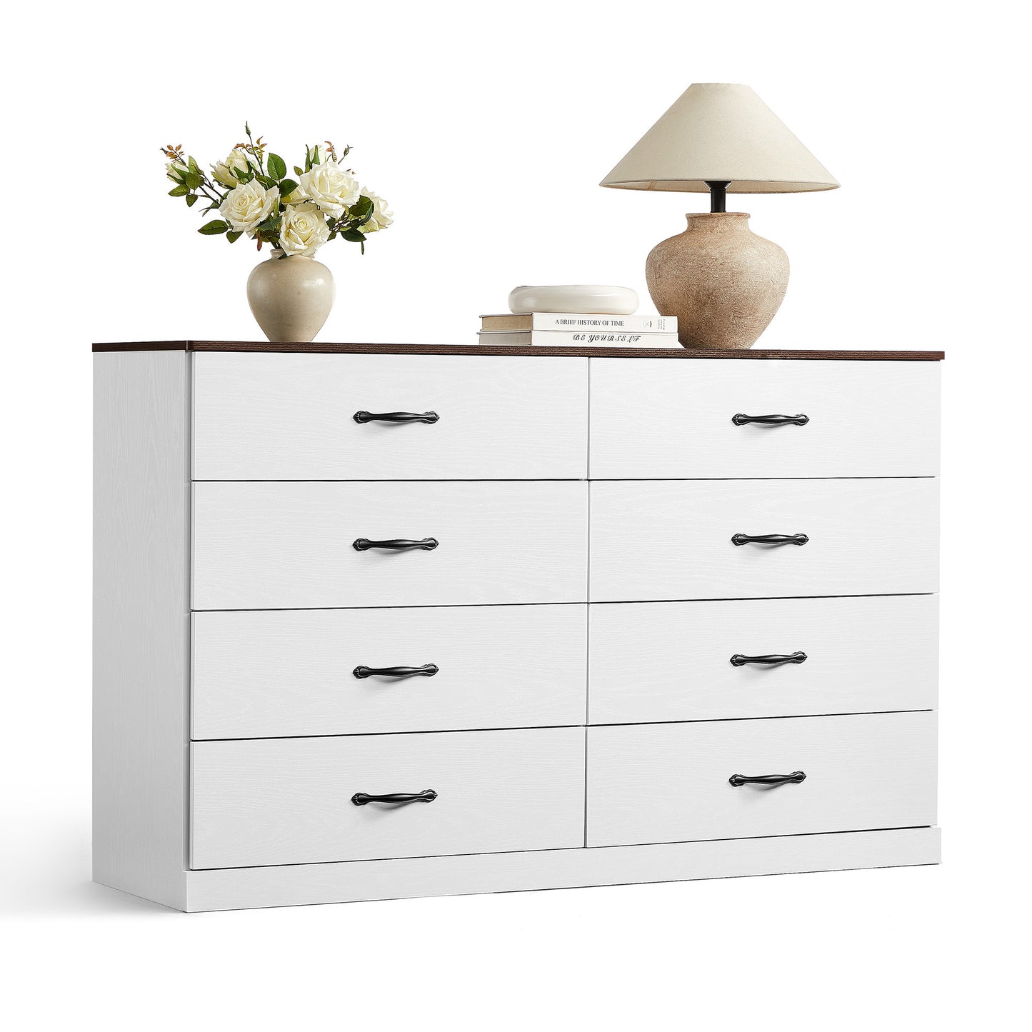 Modern 54" Wide Dresser & Chest of Drawers, Wood & Metal Design, Doubles as TV Stand, Storage for Bedroom & Living Room