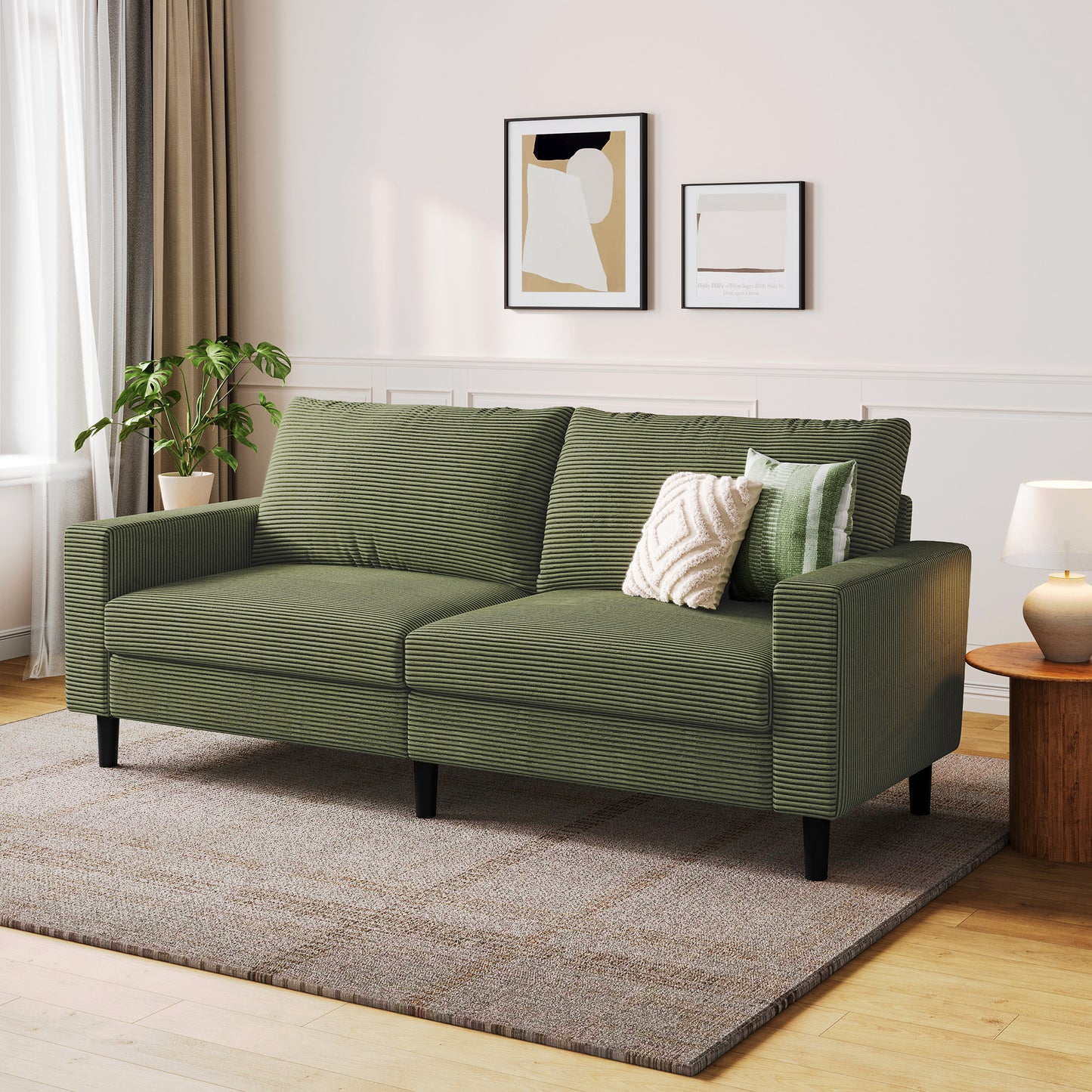 79'' Corduroy Loveseat Sofa – Adjustable Deep Seat Couch for Living Room, Bedroom, or Office