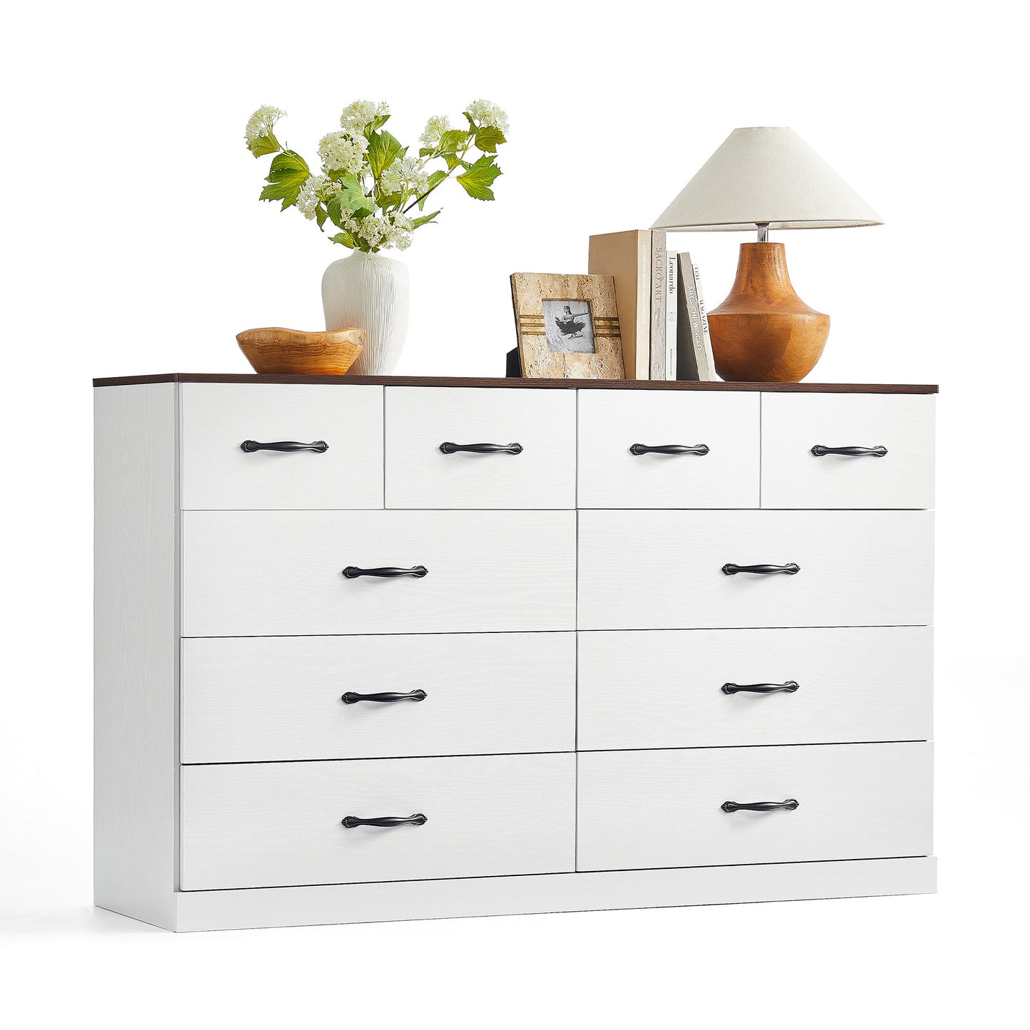 Modern 54" Wide Dresser & Chest of Drawers, Wood & Metal Design, Doubles as TV Stand, Storage for Bedroom & Living Room