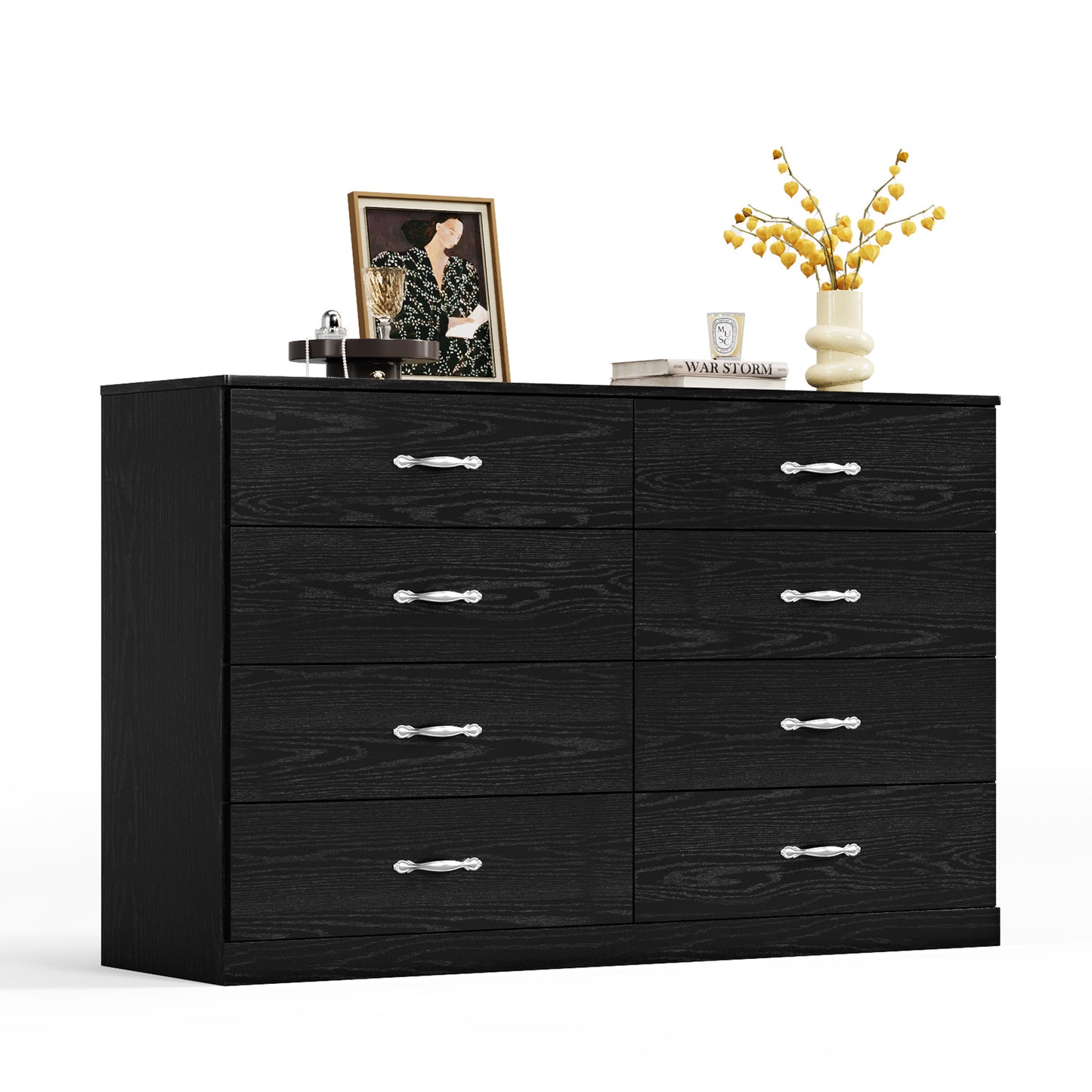 Modern 54" Wide Dresser & Chest of Drawers, Wood & Metal Design, Doubles as TV Stand, Storage for Bedroom & Living Room
