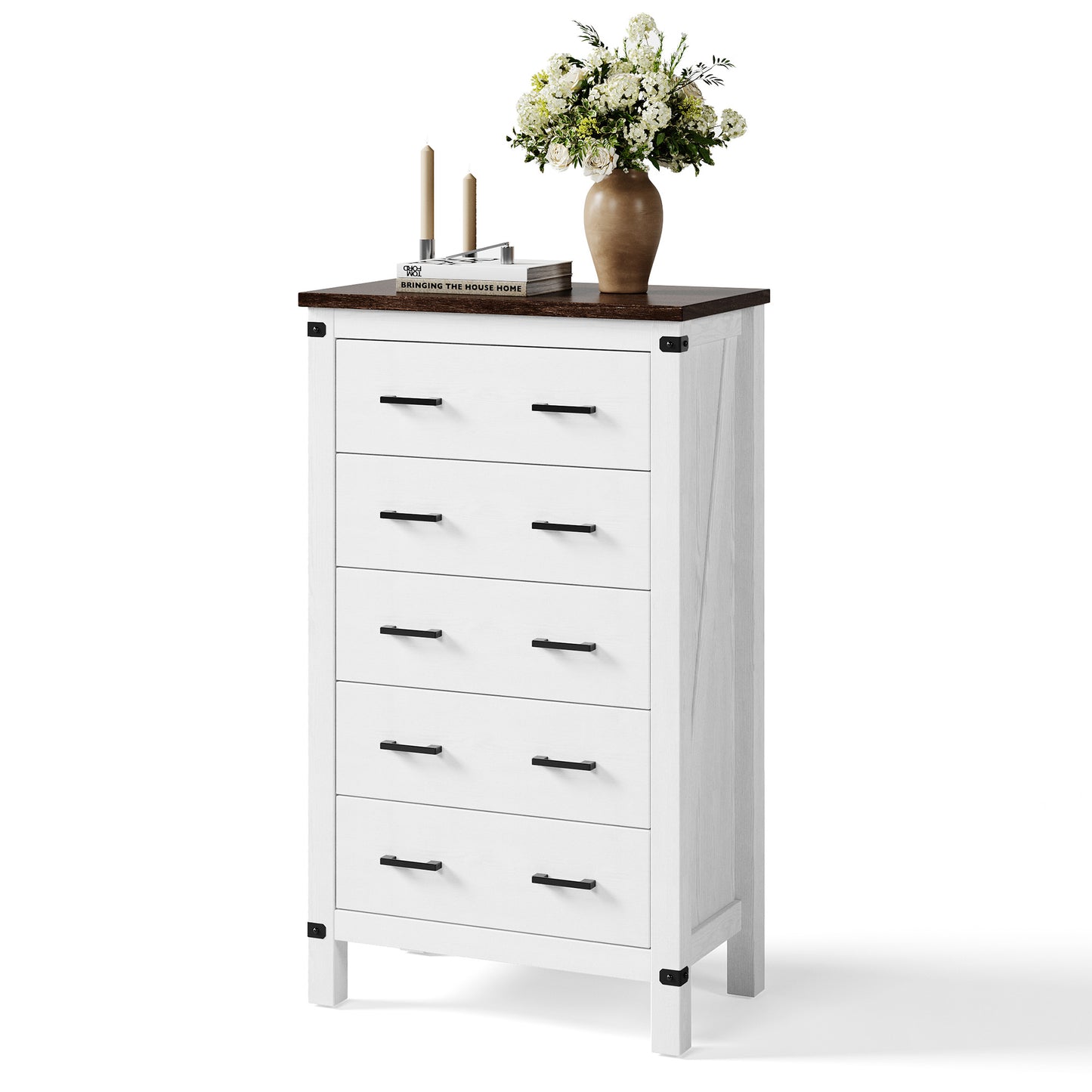 Dresser for Bedroom, Modern Dressers with Spacious Storage and Metal Handles