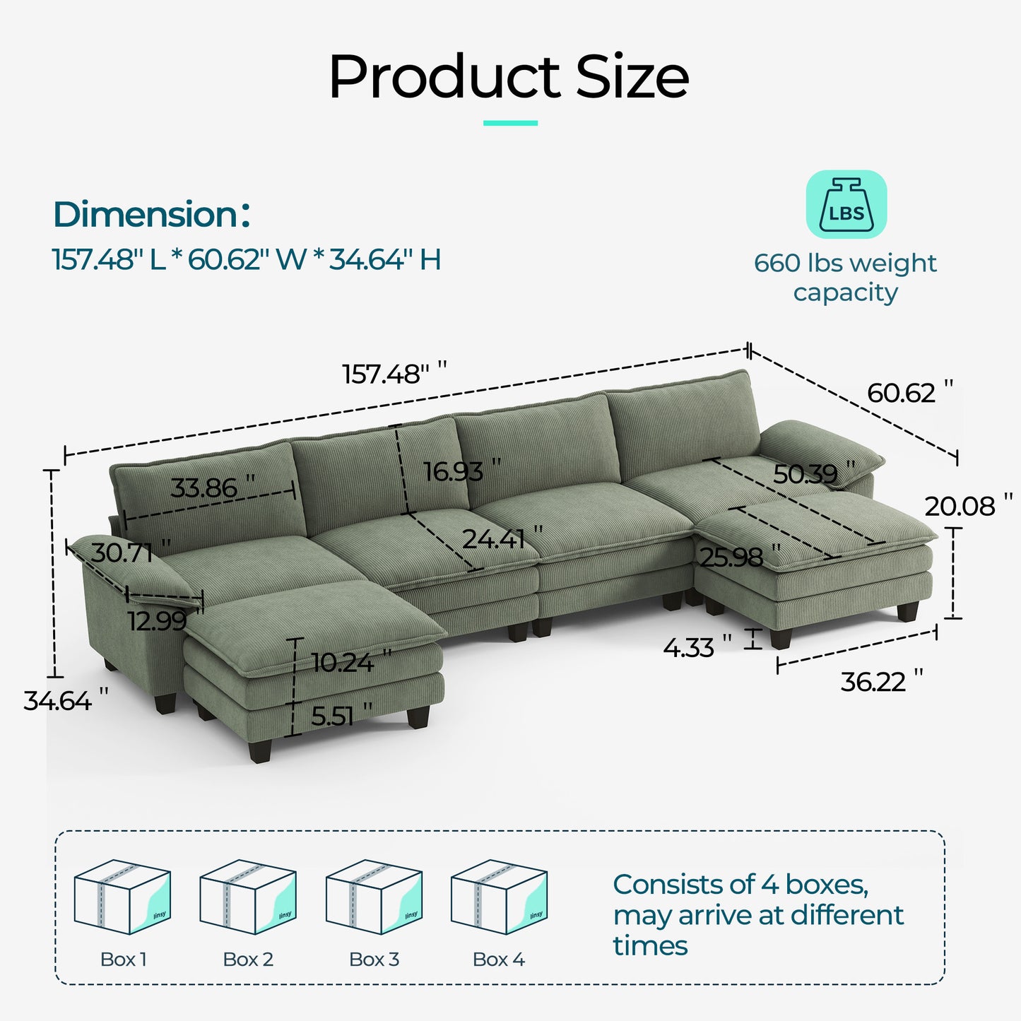 Corduroy Cloud Modular Sofa with Deep Cushions & Wide Arms