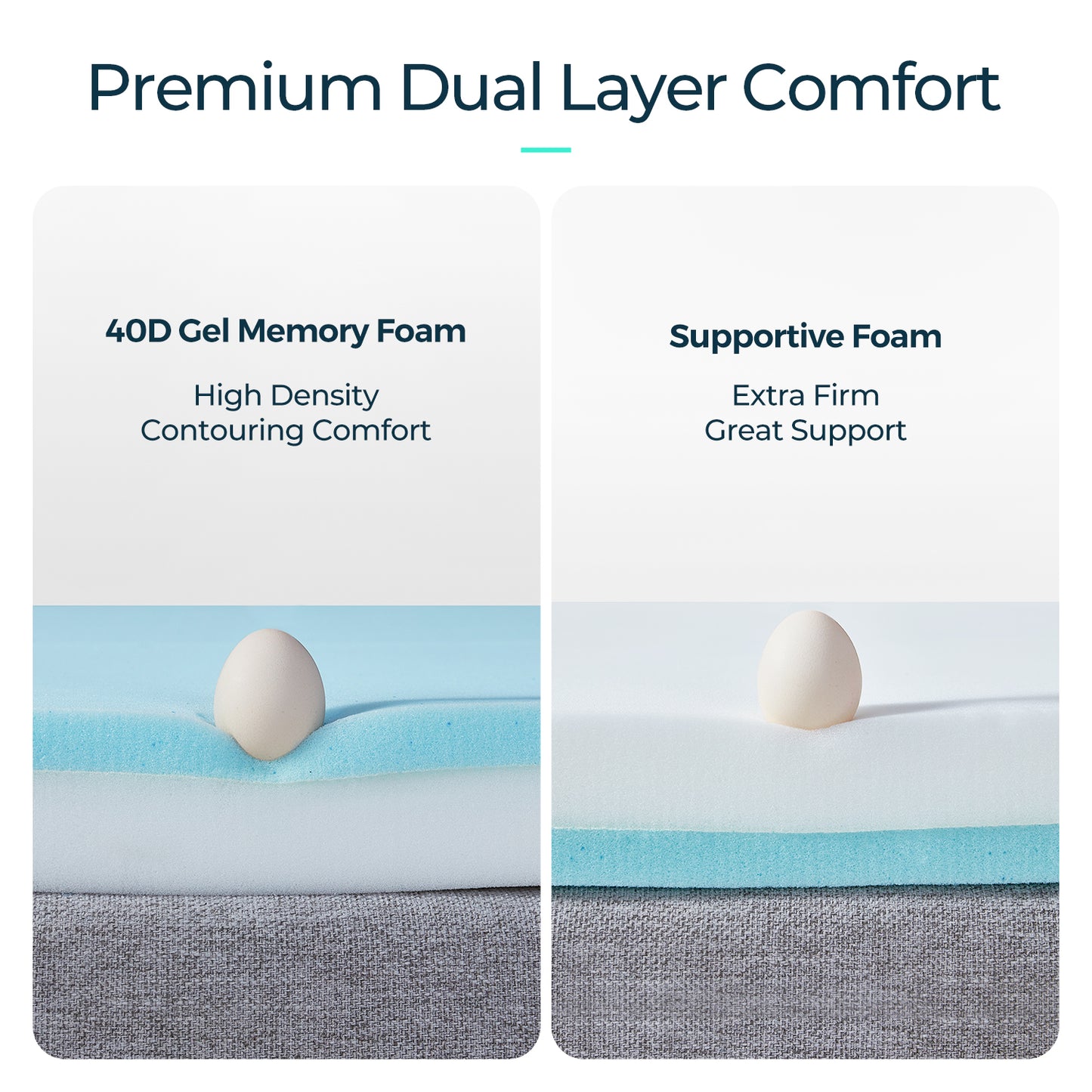3 inch Firm Mattress Topper, Cooling Gel Infused Bed Topper with Tencel Cover