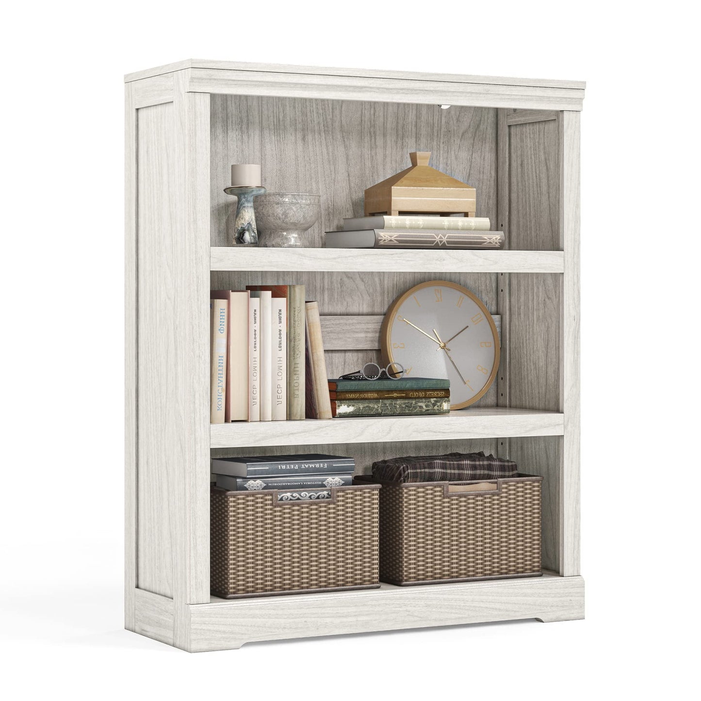 LINSY HOME 40in 3 Tier Bookshelf, Small Bookcase Shelf Storage Organizer, Modern Book Shelf for Bedroom, Living Room and Home Office-1