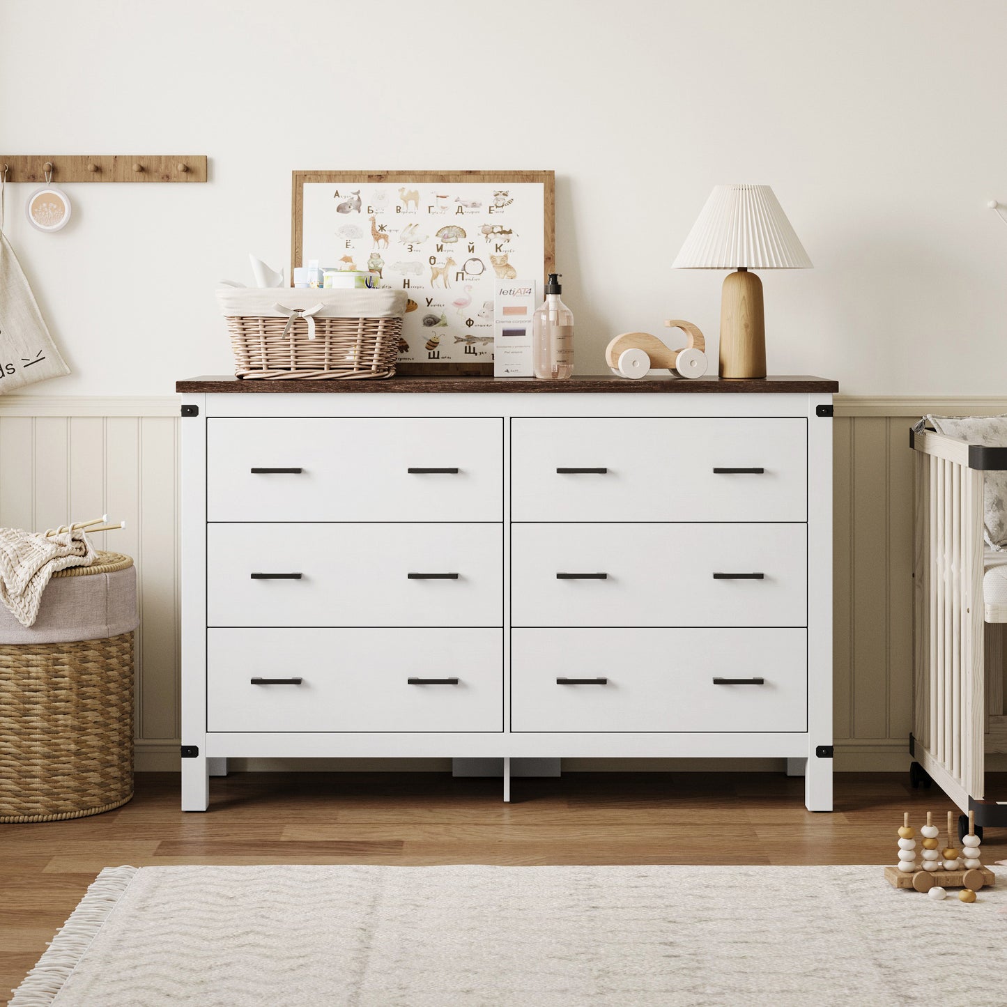 Dresser for Bedroom, Modern Dressers with Spacious Storage and Metal Handles