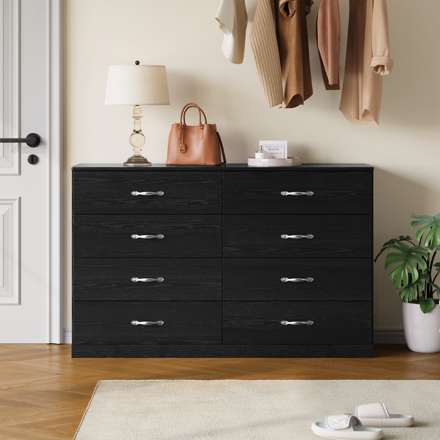 Modern 54" Wide Dresser & Chest of Drawers, Wood & Metal Design, Doubles as TV Stand, Storage for Bedroom & Living Room