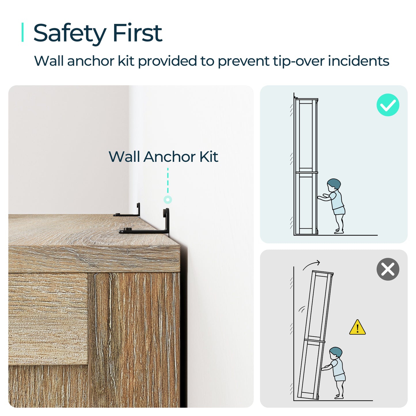 68 in 5 Tier Bookshelf, Tall Bookcase Shelf Storage Organizer, Modern Book Shelf for Bedroom