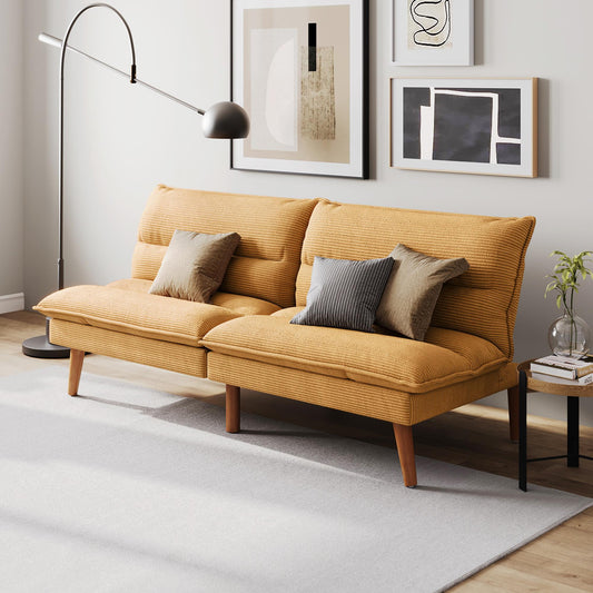 71" W Corduroy Convertible Futon Sofa Bed