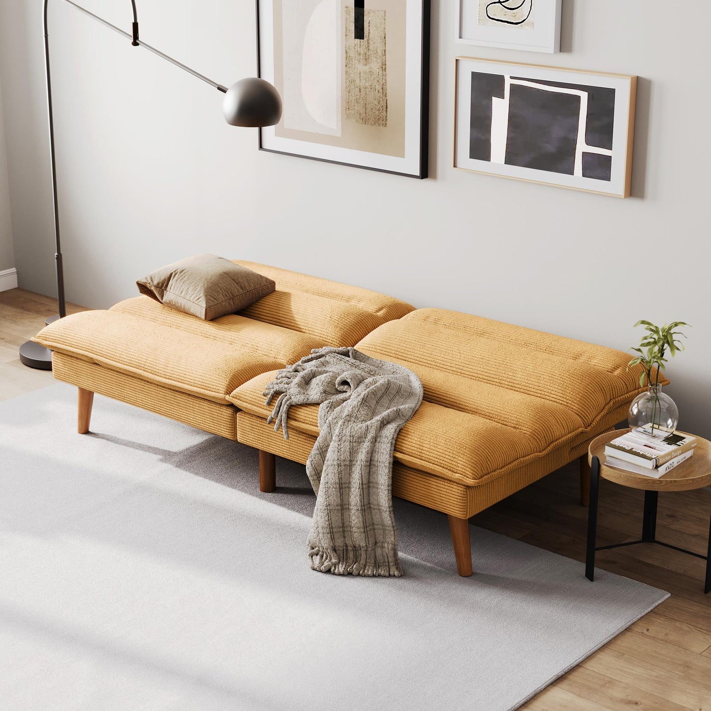 71" W Corduroy Convertible Futon Sofa Bed