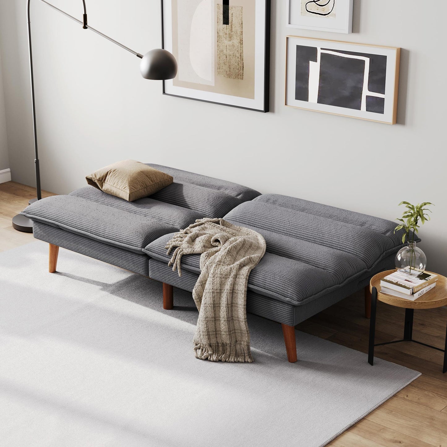 71" W Corduroy Convertible Futon Sofa Bed