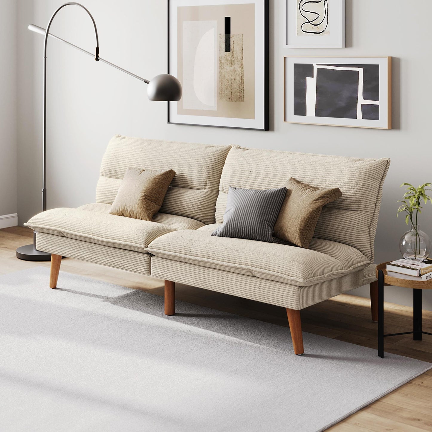 71" W Corduroy Convertible Futon Sofa Bed