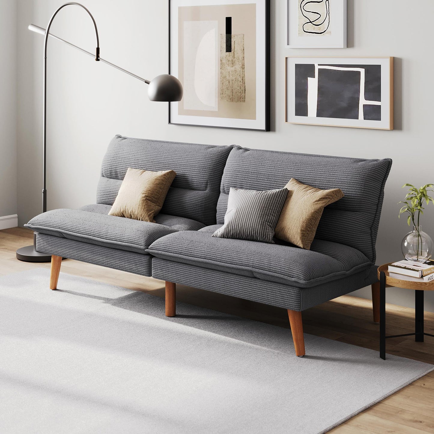 71" W Corduroy Convertible Futon Sofa Bed