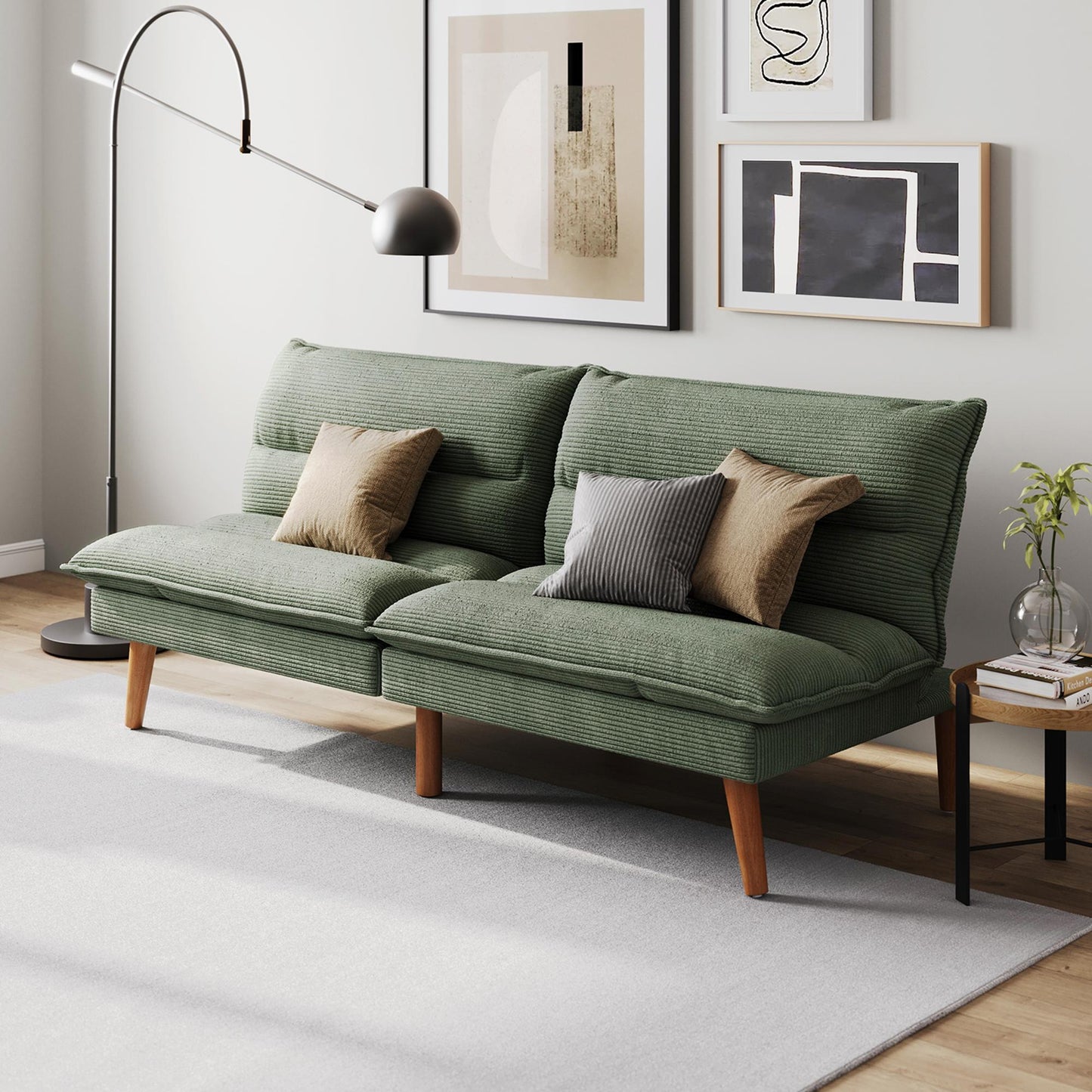 71" W Corduroy Convertible Futon Sofa Bed