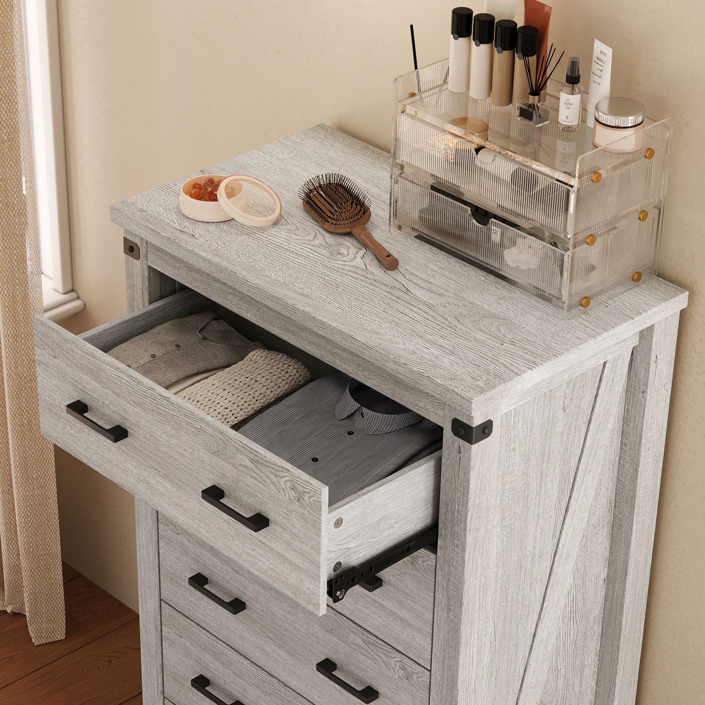 Dresser for Bedroom, Modern Dressers with Spacious Storage and Metal Handles