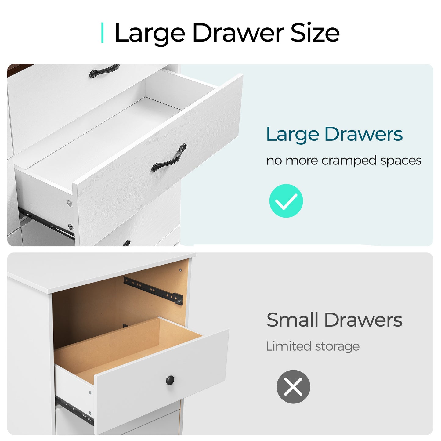 Modern 54" Wide Dresser & Chest of Drawers, Wood & Metal Design, Doubles as TV Stand, Storage for Bedroom & Living Room