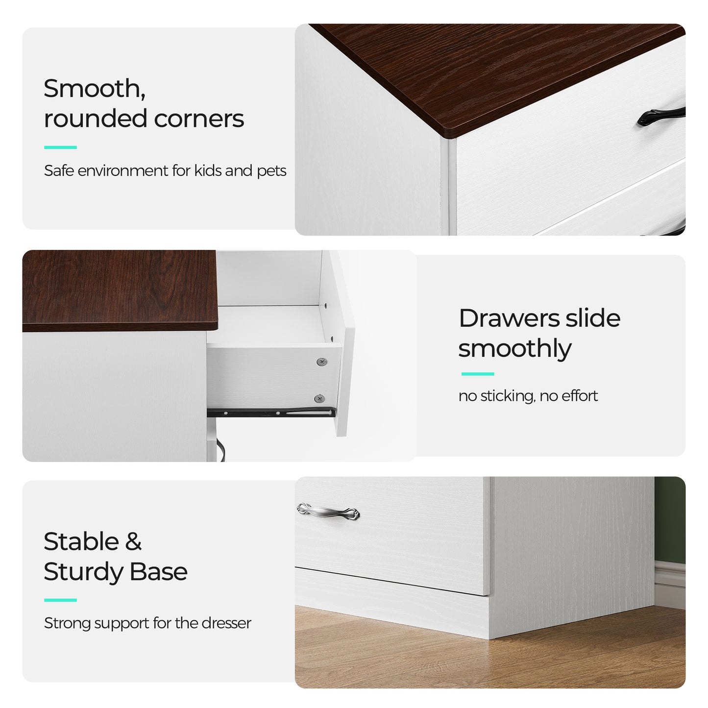 Modern 54" Wide Dresser & Chest of Drawers, Wood & Metal Design, Doubles as TV Stand, Storage for Bedroom & Living Room