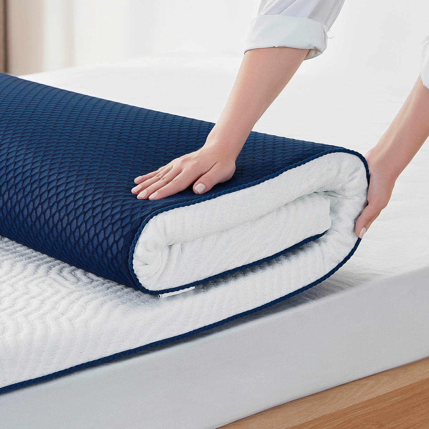 Mattress Topper with Tencel Cover, Cooling Gel-Infused Swirl Memory Foam, CertiPUR-US and Oeko-TEX Certified White