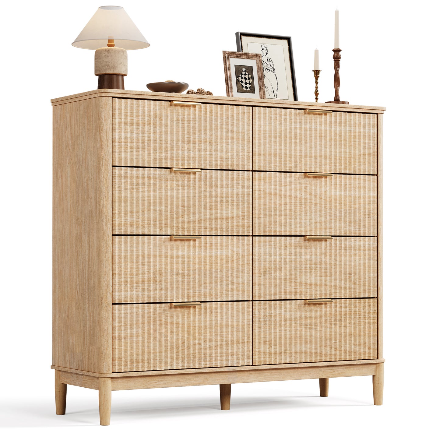 Modern Large Dresser with Deep Storage Drawers and Metal Pulls for Bedroom or Entryway