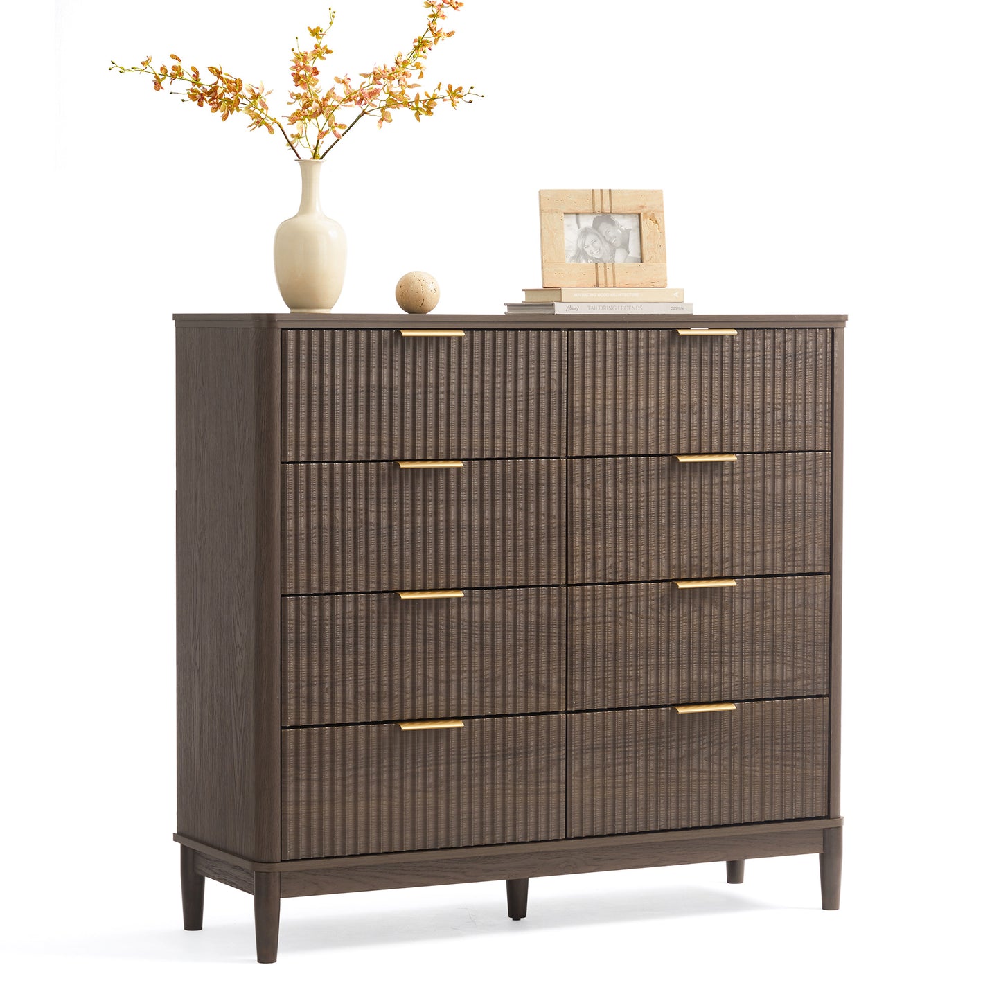 Modern Large Dresser with Deep Storage Drawers and Metal Pulls for Bedroom or Entryway