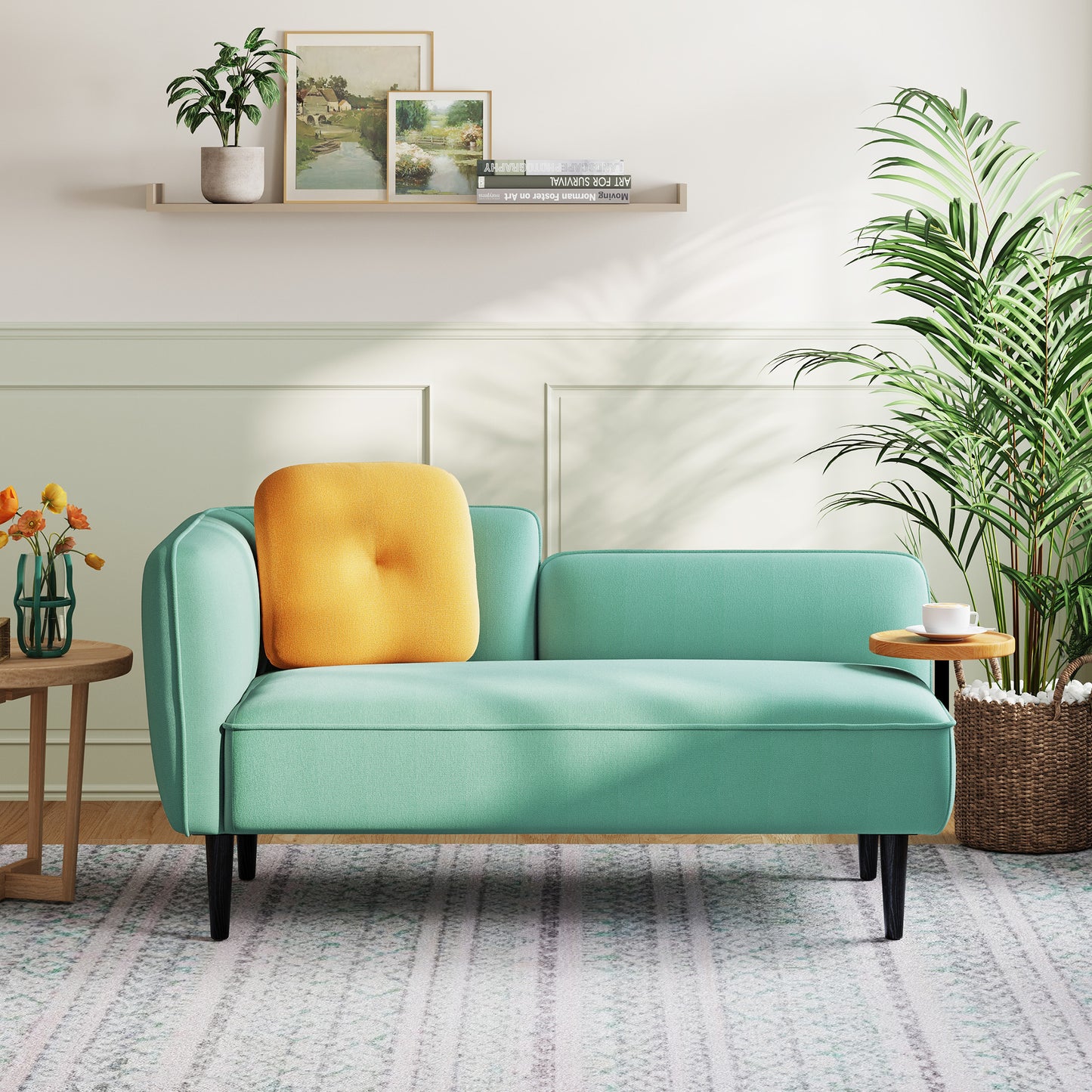 Loveseat Sofa with Built-in Side Table for Living Room, Bedroom, Apartment