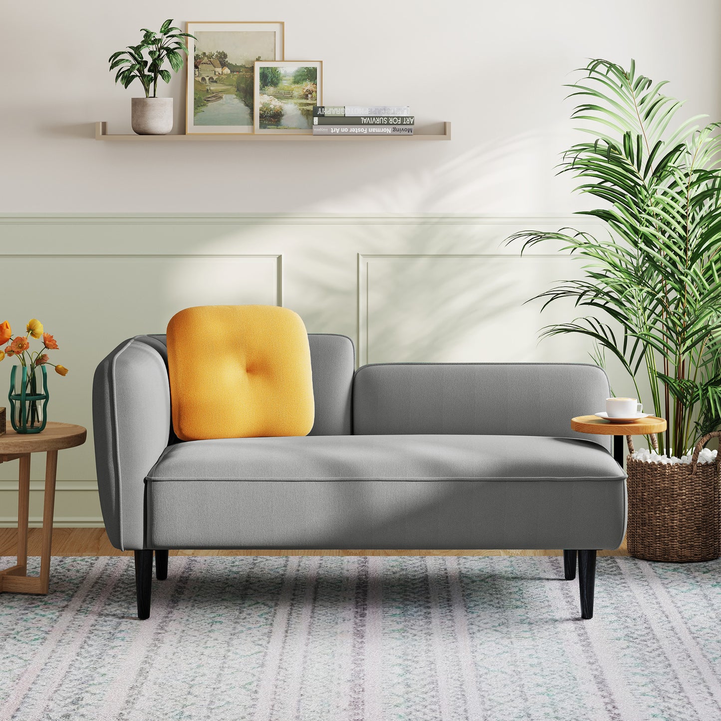 Loveseat Sofa with Built-in Side Table for Living Room, Bedroom, Apartment