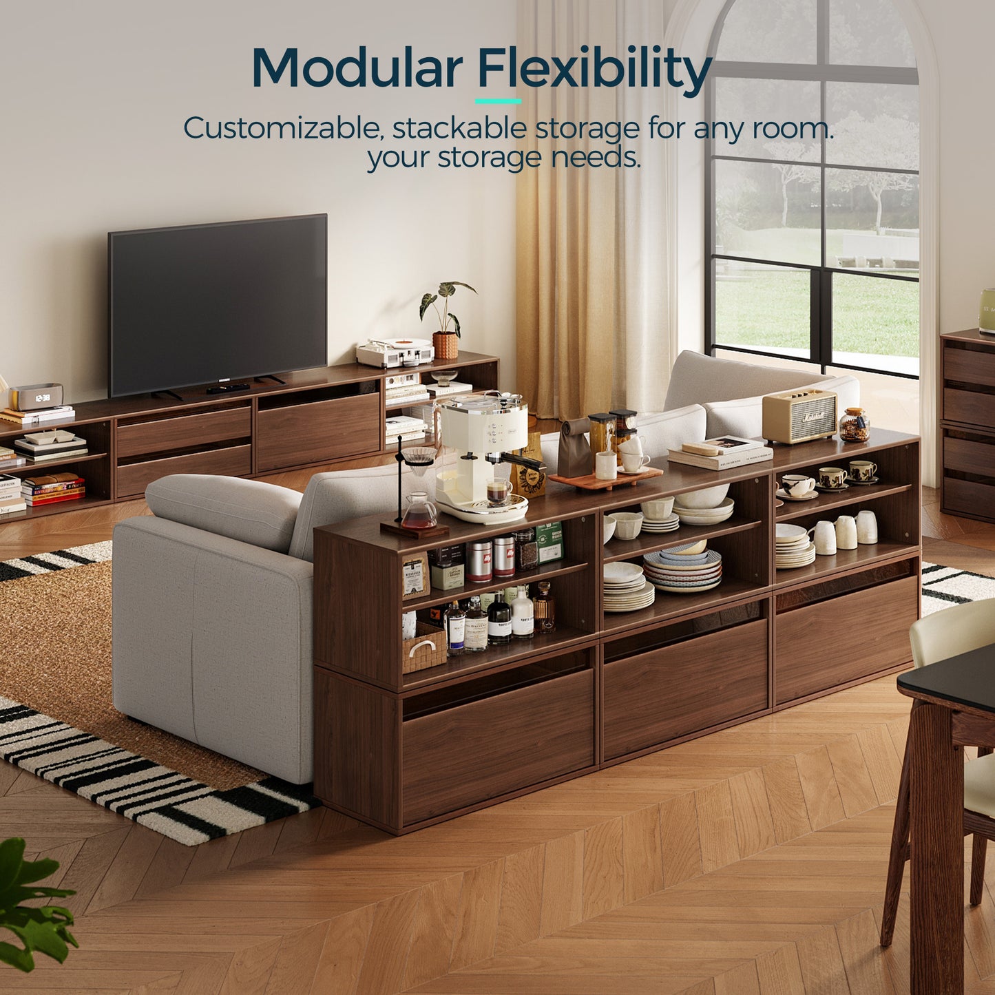 Modular Storage Cabinet, Freely Configurable Unit for Closet, Living Room, Hallway, Entryway