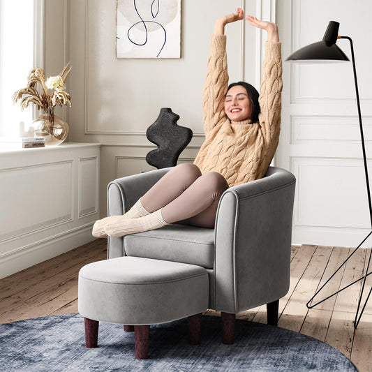Compact Accent Chair with Ottoman for Living Room