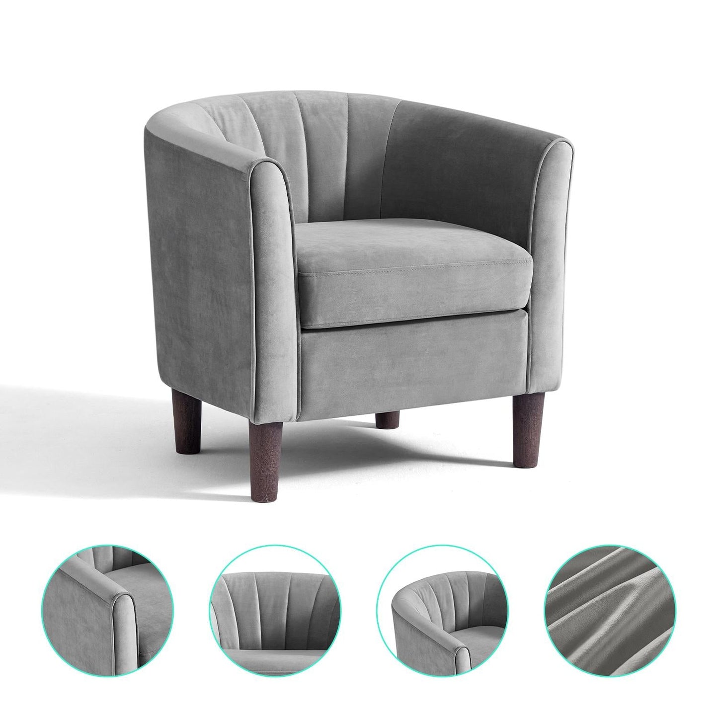 Accent Chair with Ottoman, Velvet Barrel Chair for Living Room