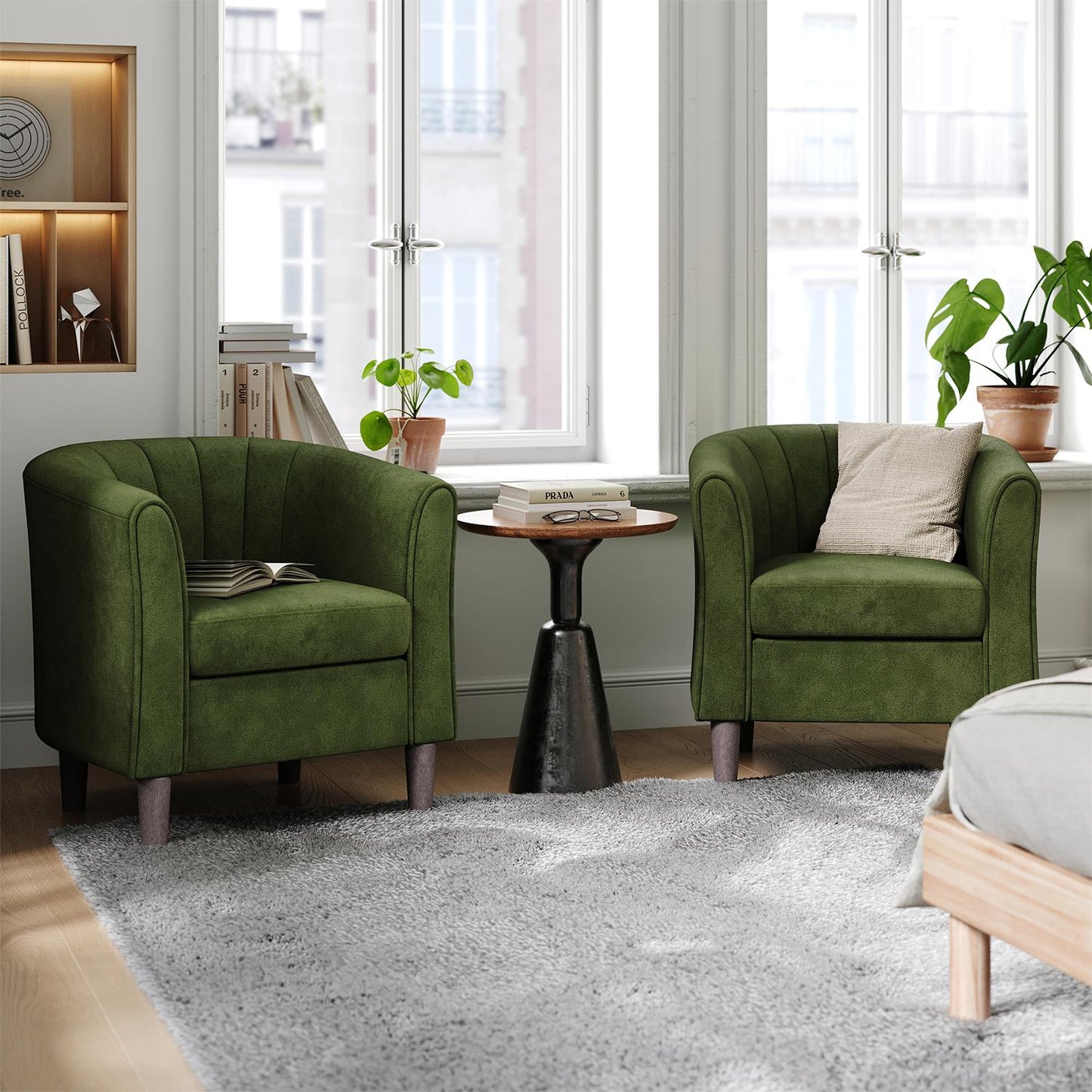 Compact Accent Chair with Ottoman for Living Room