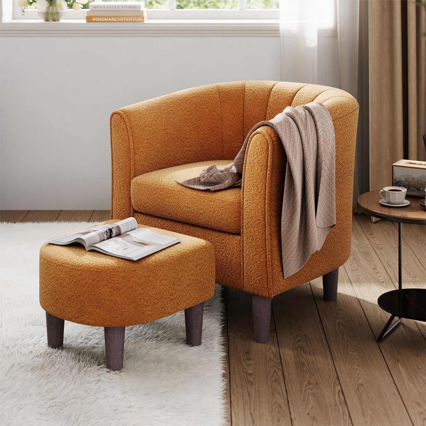 Compact Accent Chair with Ottoman for Living Room