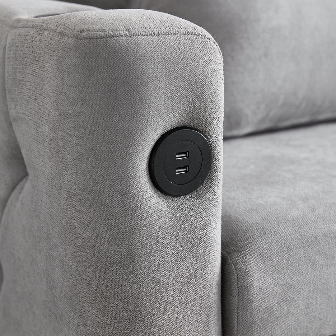 Convertible Sofa Bed with USB Ports and Cup Holders