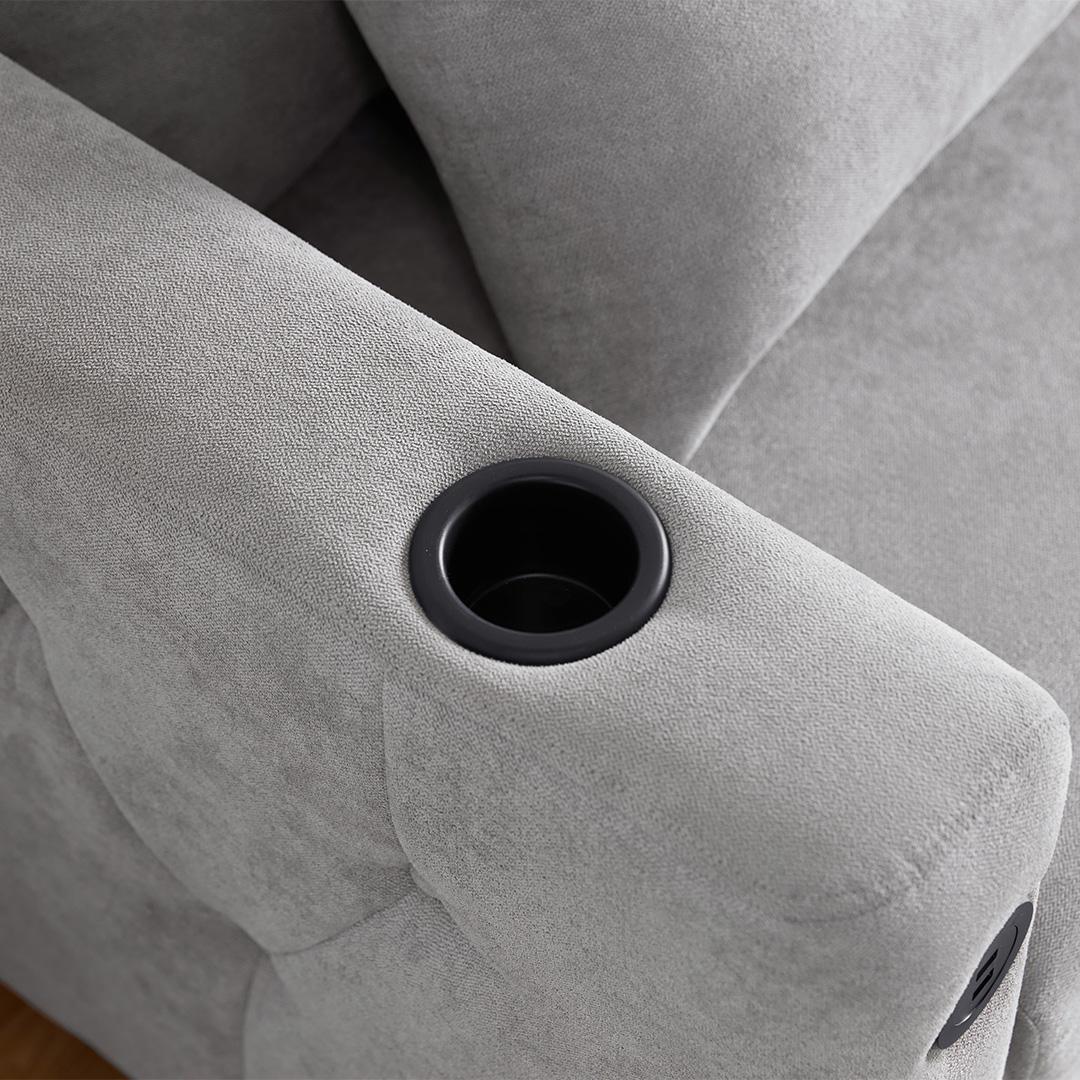 Convertible Sofa Bed with USB Ports and Cup Holders