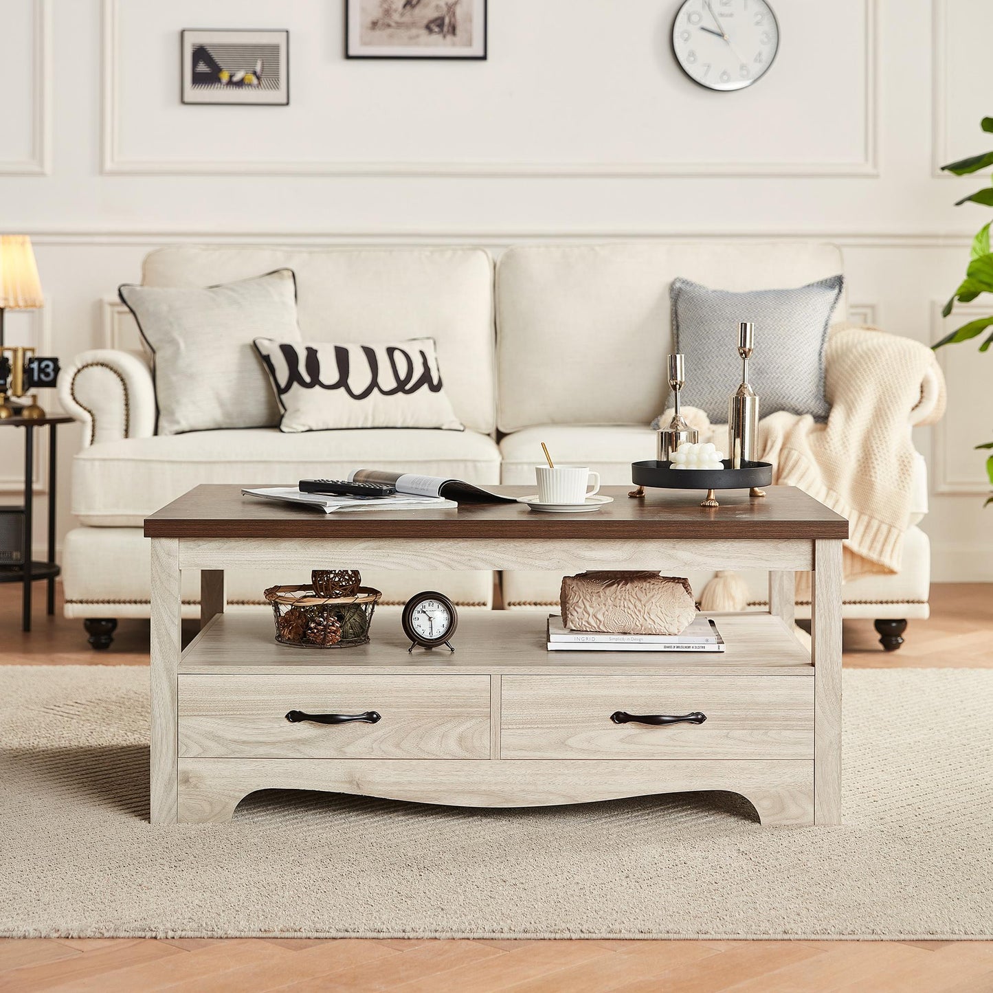 Wood Coffee Table with Storage