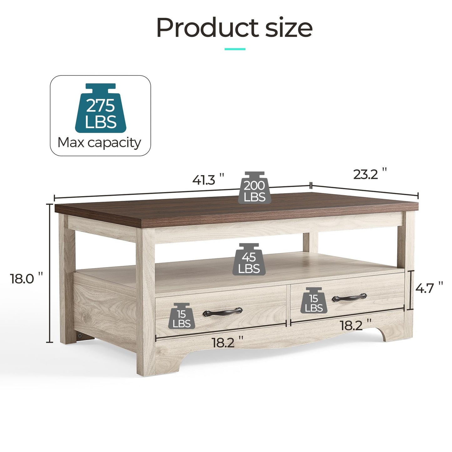 Wood Coffee Table with Storage