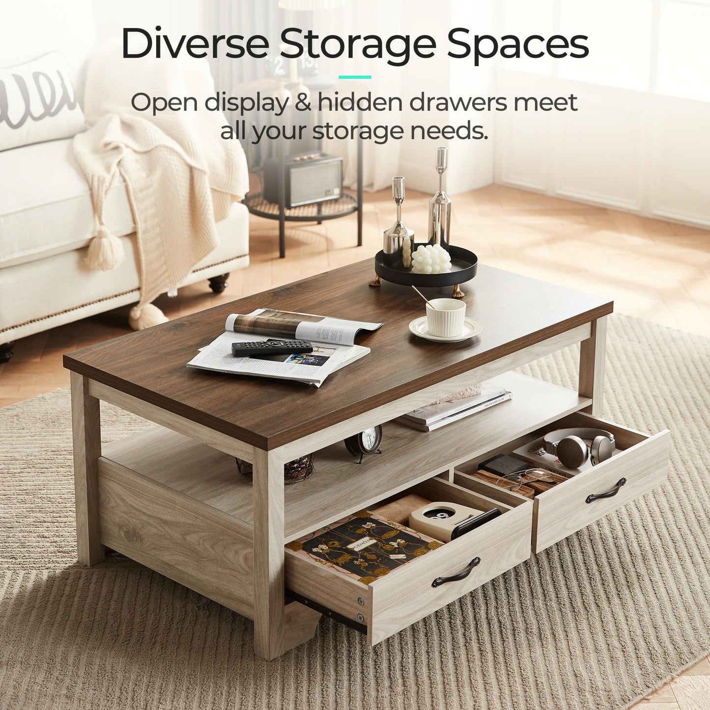 Wood Coffee Table with Storage