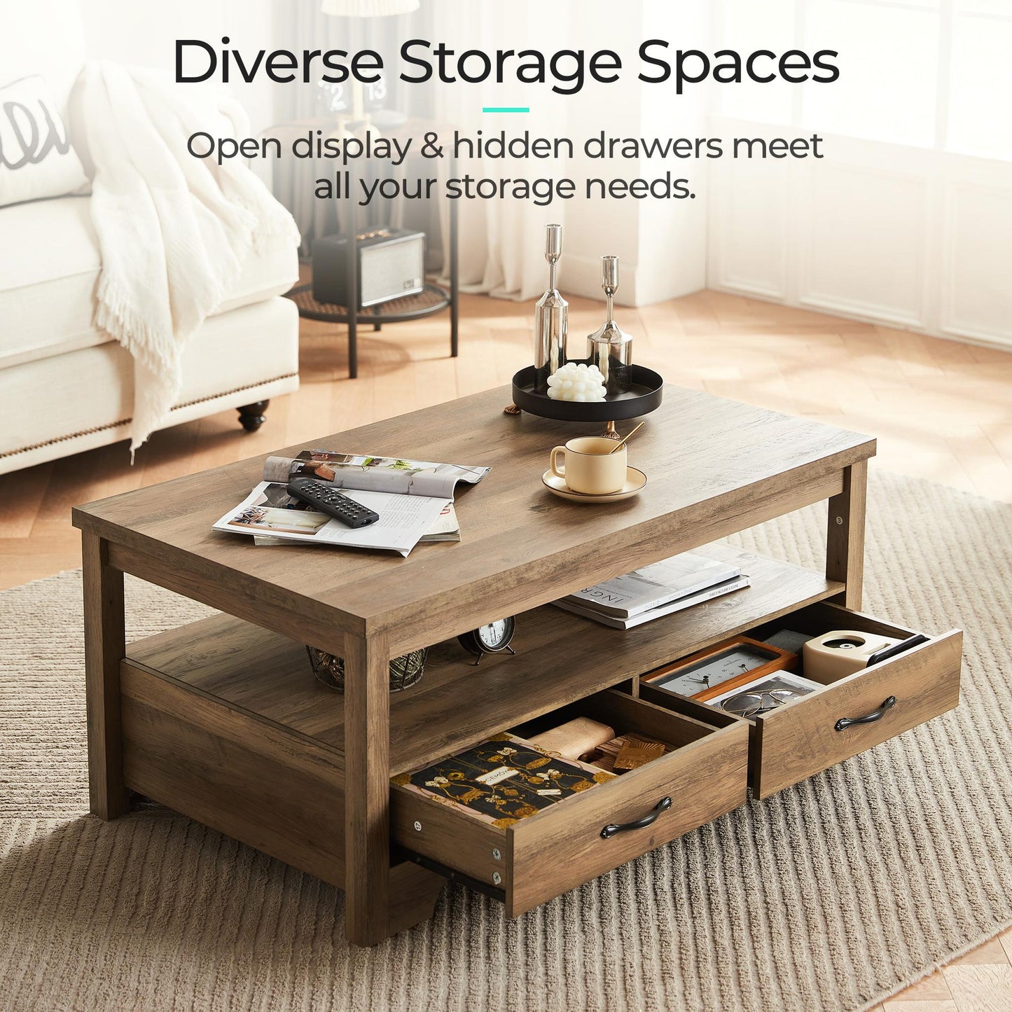 Wood Coffee Table with Storage