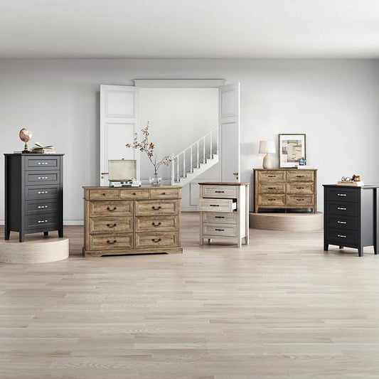 Farmhouse 5–9 Drawer Dresser for Bedroom, Rustic Style with Spacious Storage