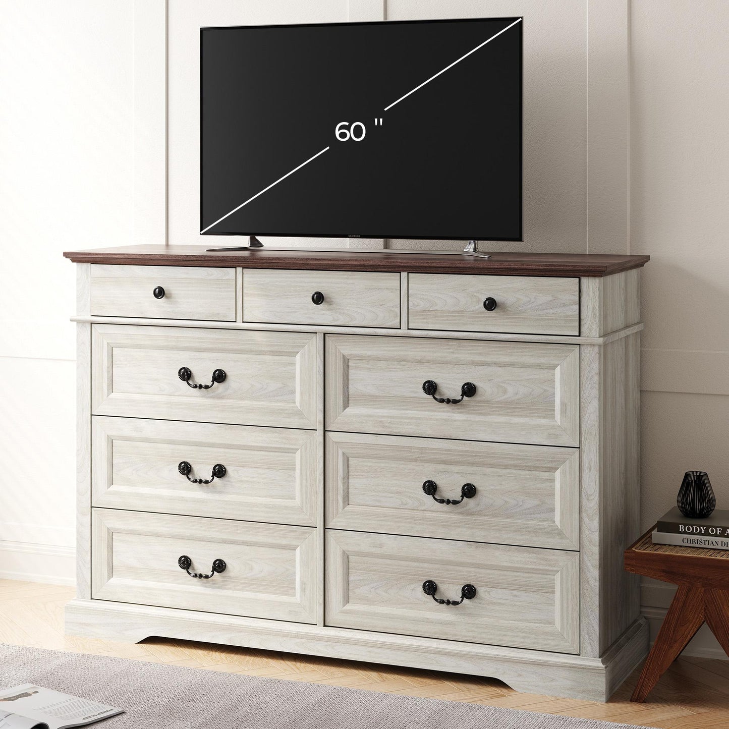 Drawers Dresser for Bedroom, Wood Bedroom Dresser Farmhouse Drawer Chest