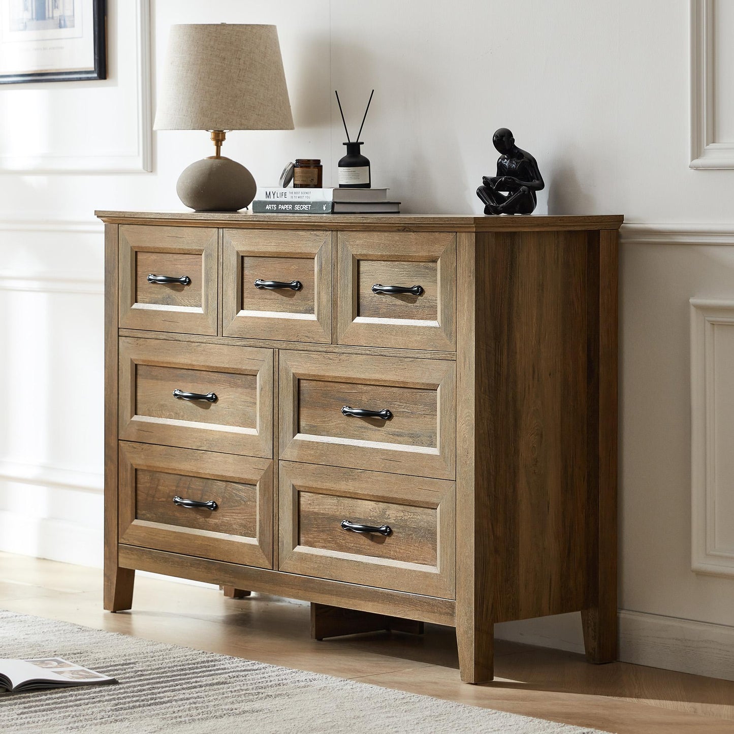 Drawers Dresser for Bedroom, Wood Bedroom Dresser Farmhouse Drawer Chest