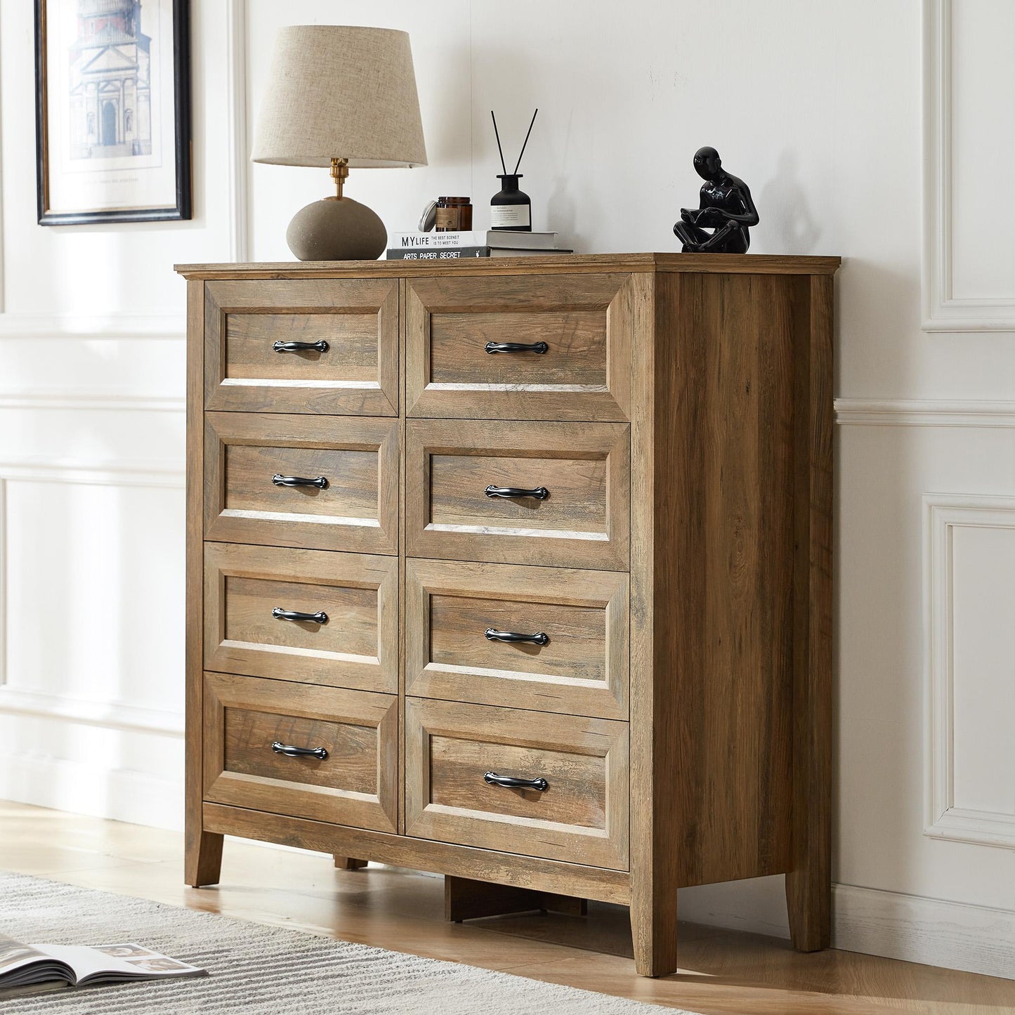 Drawers Dresser for Bedroom, Wood Bedroom Dresser Farmhouse Drawer Chest