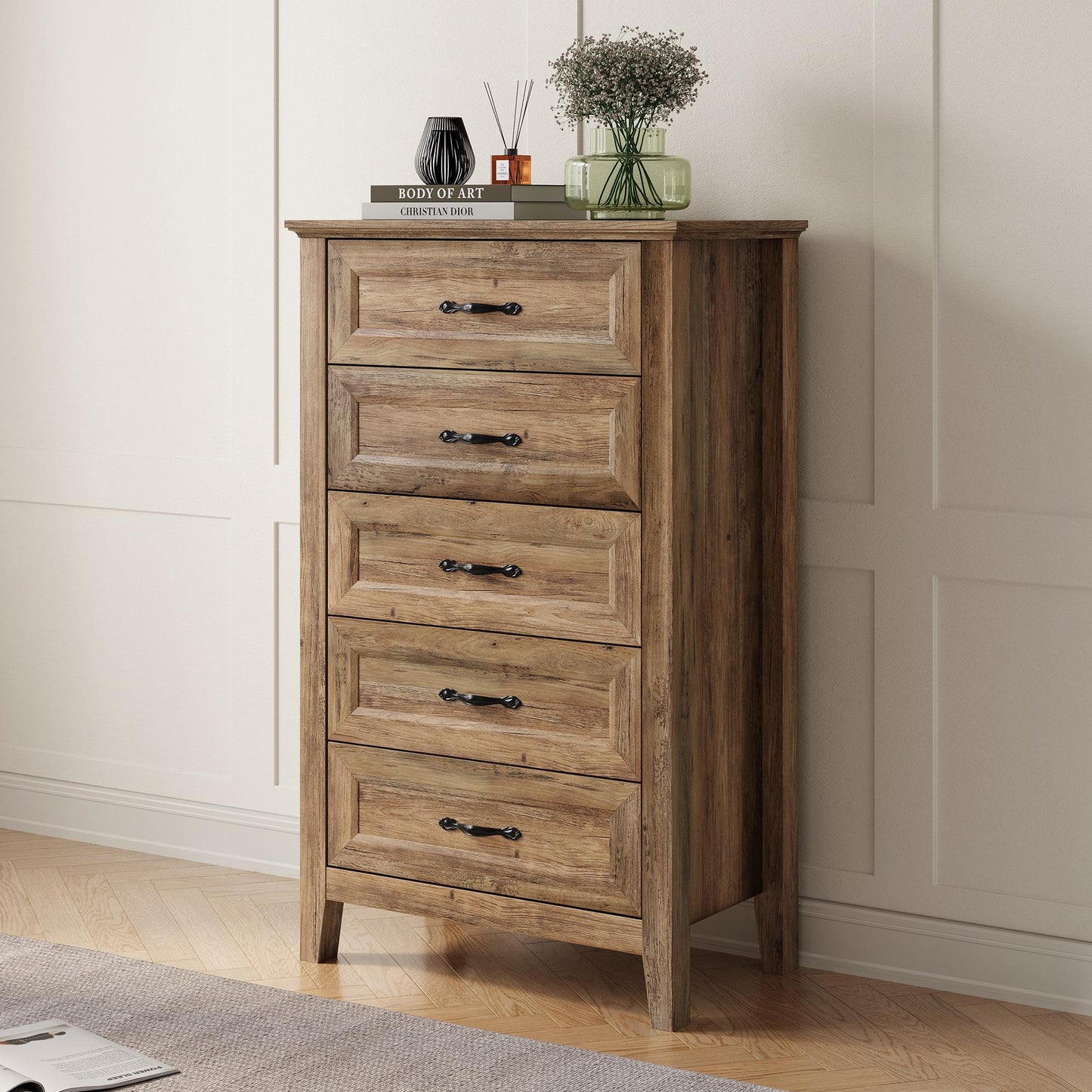 Drawers Dresser for Bedroom, Wood Bedroom Dresser Farmhouse Drawer Chest