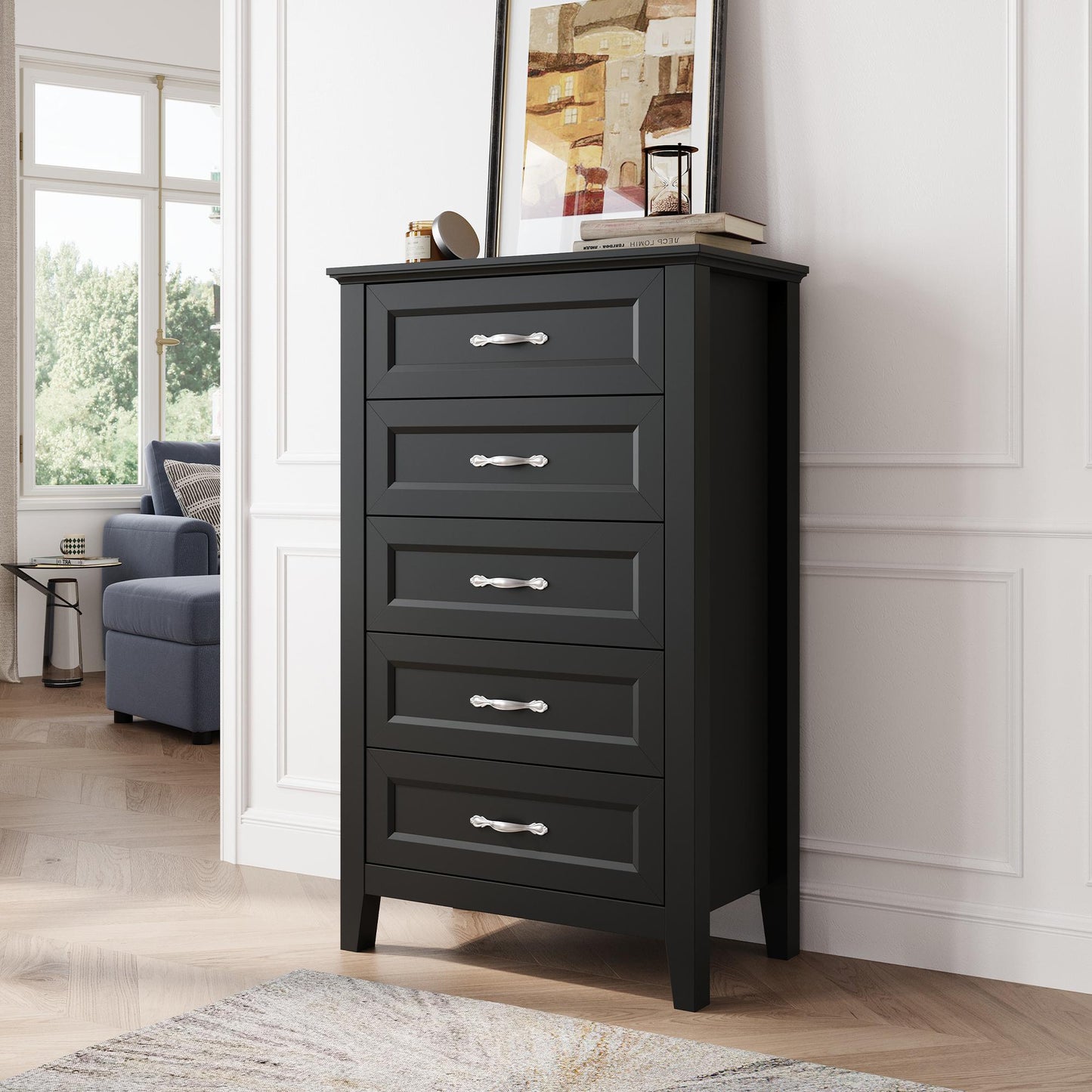 Drawers Dresser for Bedroom, Wood Bedroom Dresser Farmhouse Drawer Chest