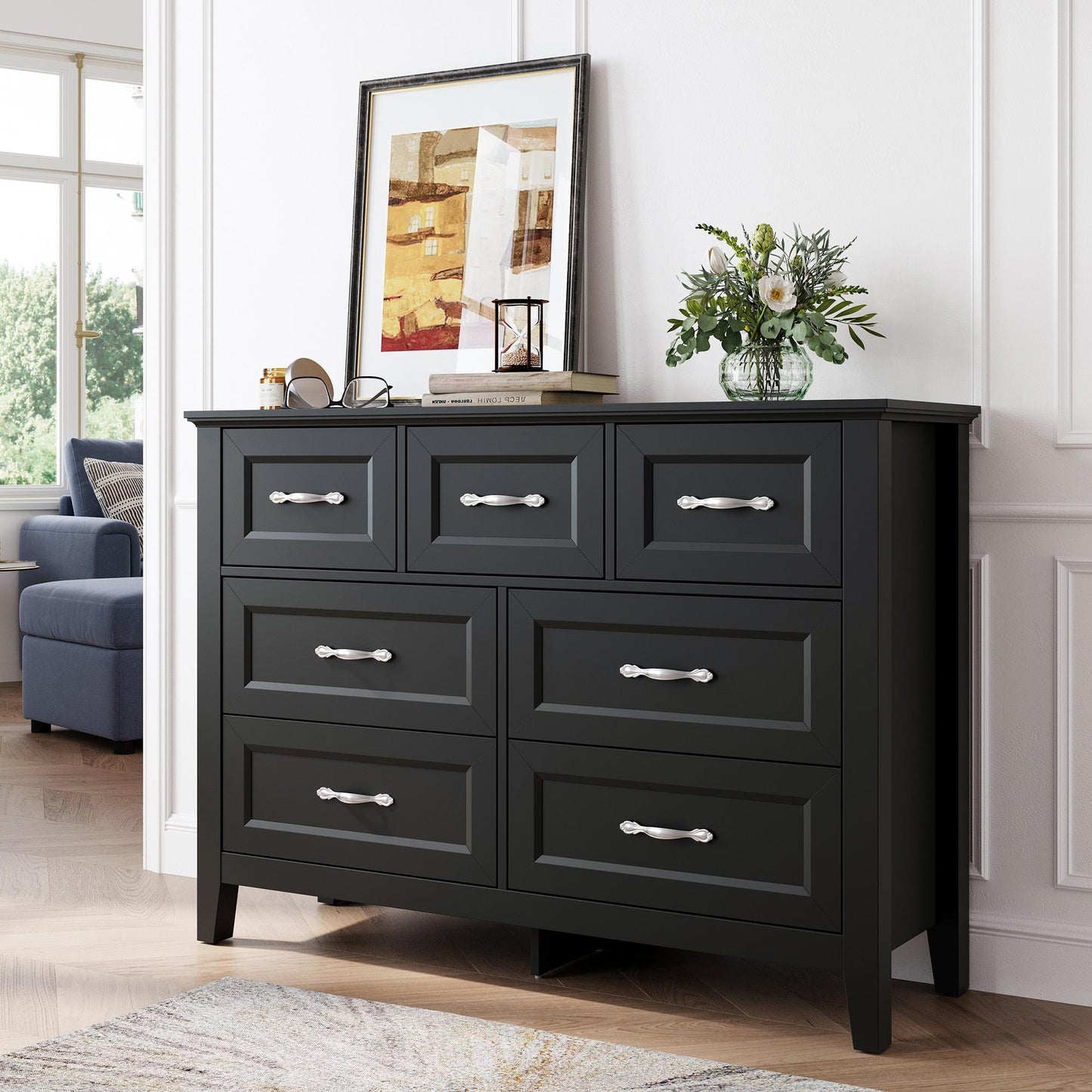 Drawers Dresser for Bedroom, Wood Bedroom Dresser Farmhouse Drawer Chest