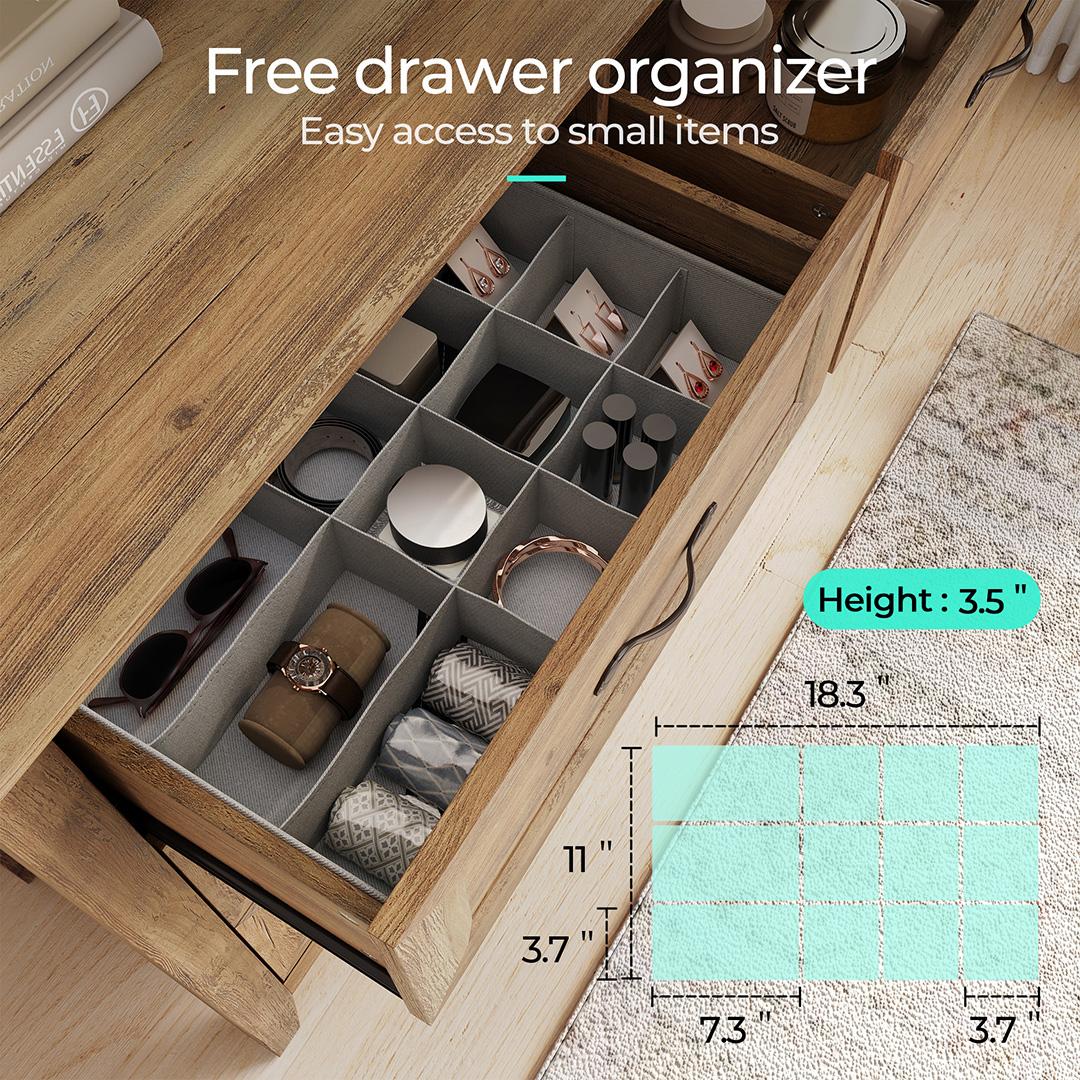 Drawers Dresser for Bedroom, Wood Bedroom Dresser Farmhouse Drawer Chest