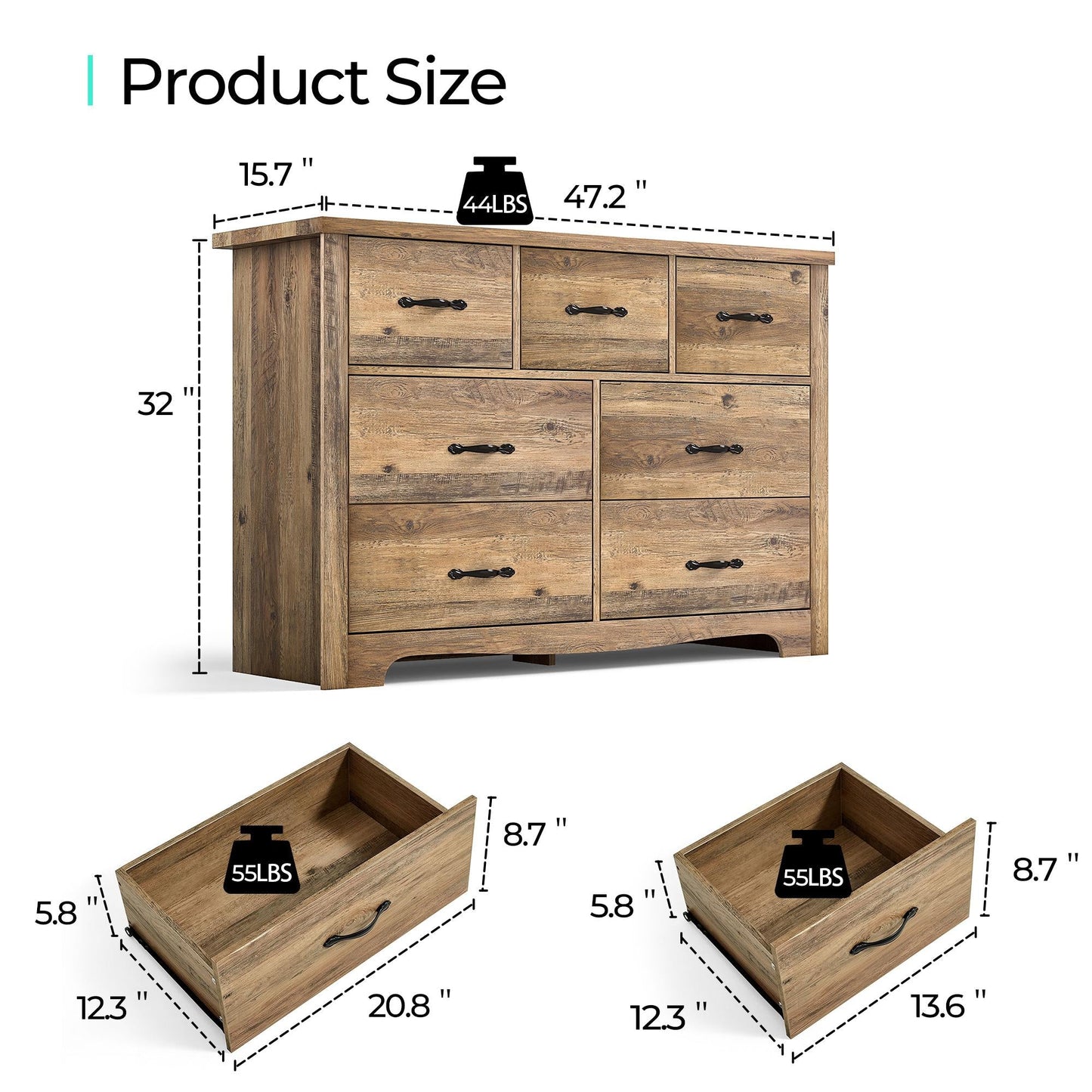 Drawers Dresser for Bedroom, Wood Bedroom Dresser Modern Drawer Chest