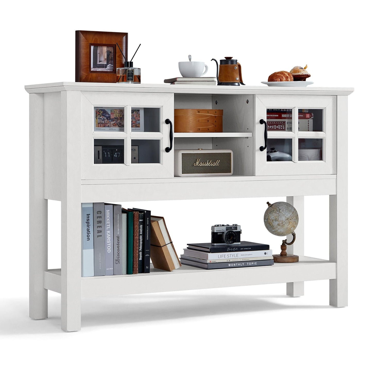 Narrow Console Table with 4-Tier Storage Shelves, Modern Buffet Table for Living Room